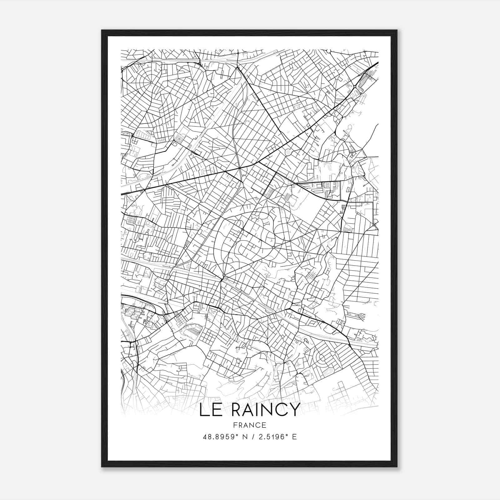 Le Raincy France Map Poster, Modern Home Decor Wall Art Print