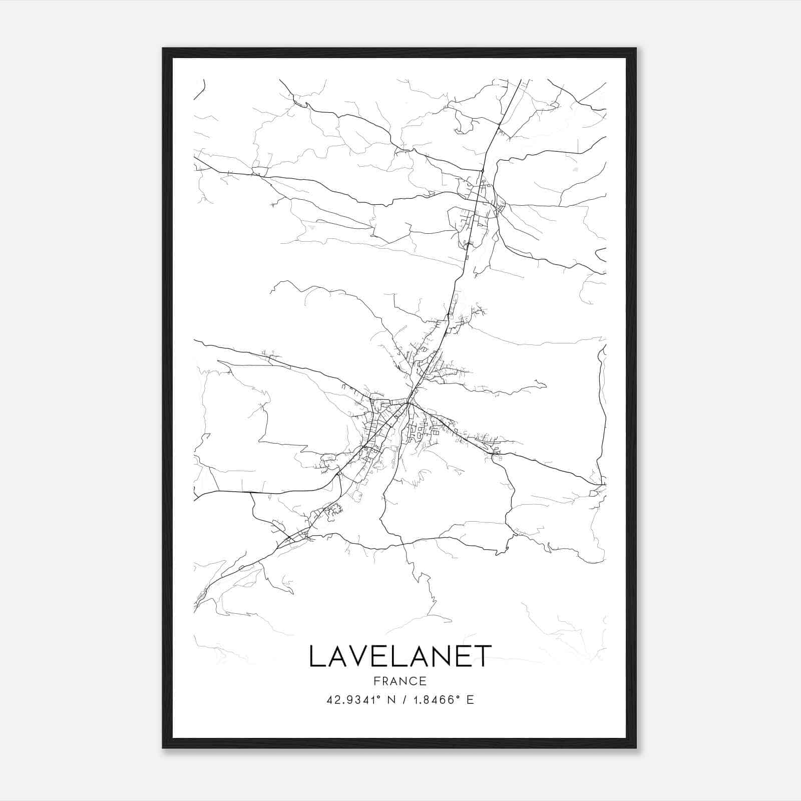Lavelanet France Map Poster, Modern Home Decor Wall Art Print