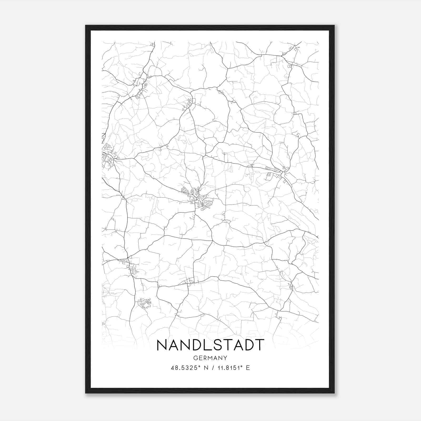 Nandlstadt Germany Map Poster, Modern Home Decor Wall Art Print