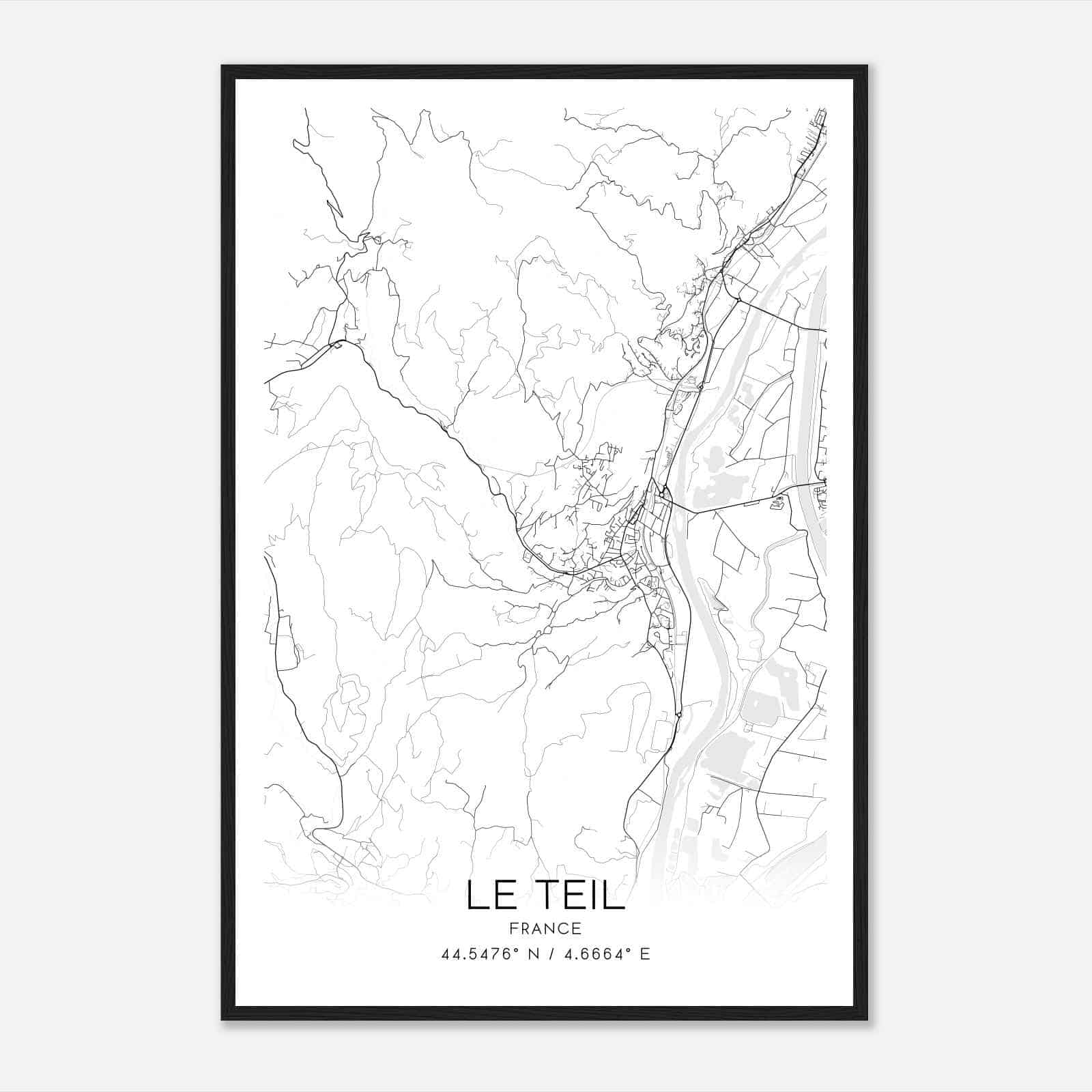 Le Teil France Map Poster, Modern Home Decor Wall Art Print