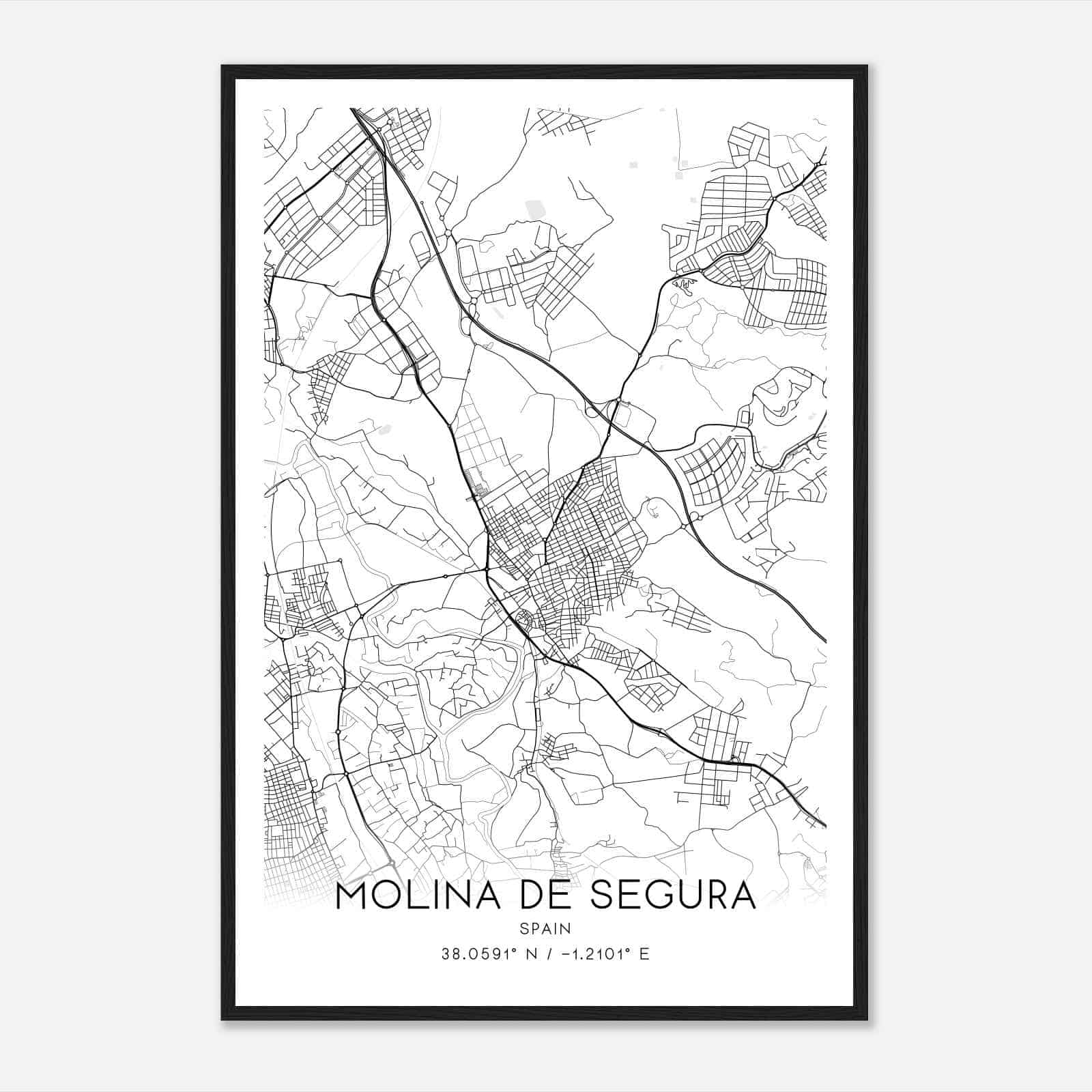 Molina de Segura Spain Map Poster, Modern Home Decor Wall Art Print