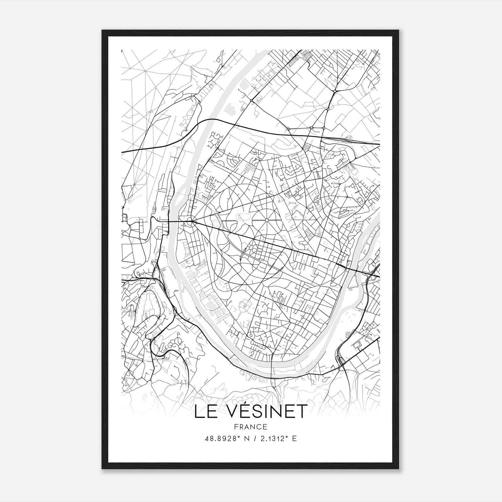 Le Vesinet France Map Poster, Modern Home Decor Wall Art Print
