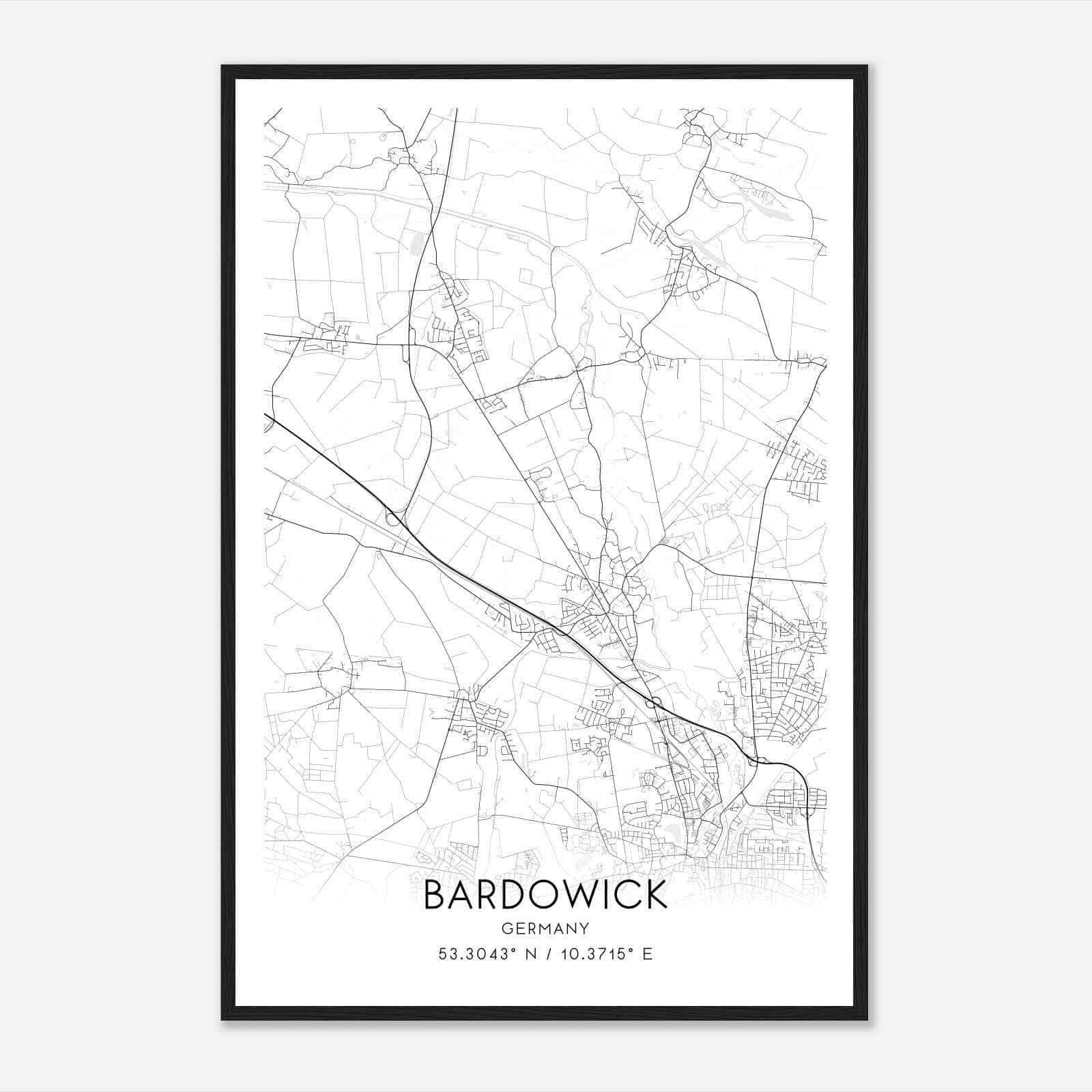 Bardowick Germany Map Poster, Modern Home Decor Wall Art Print