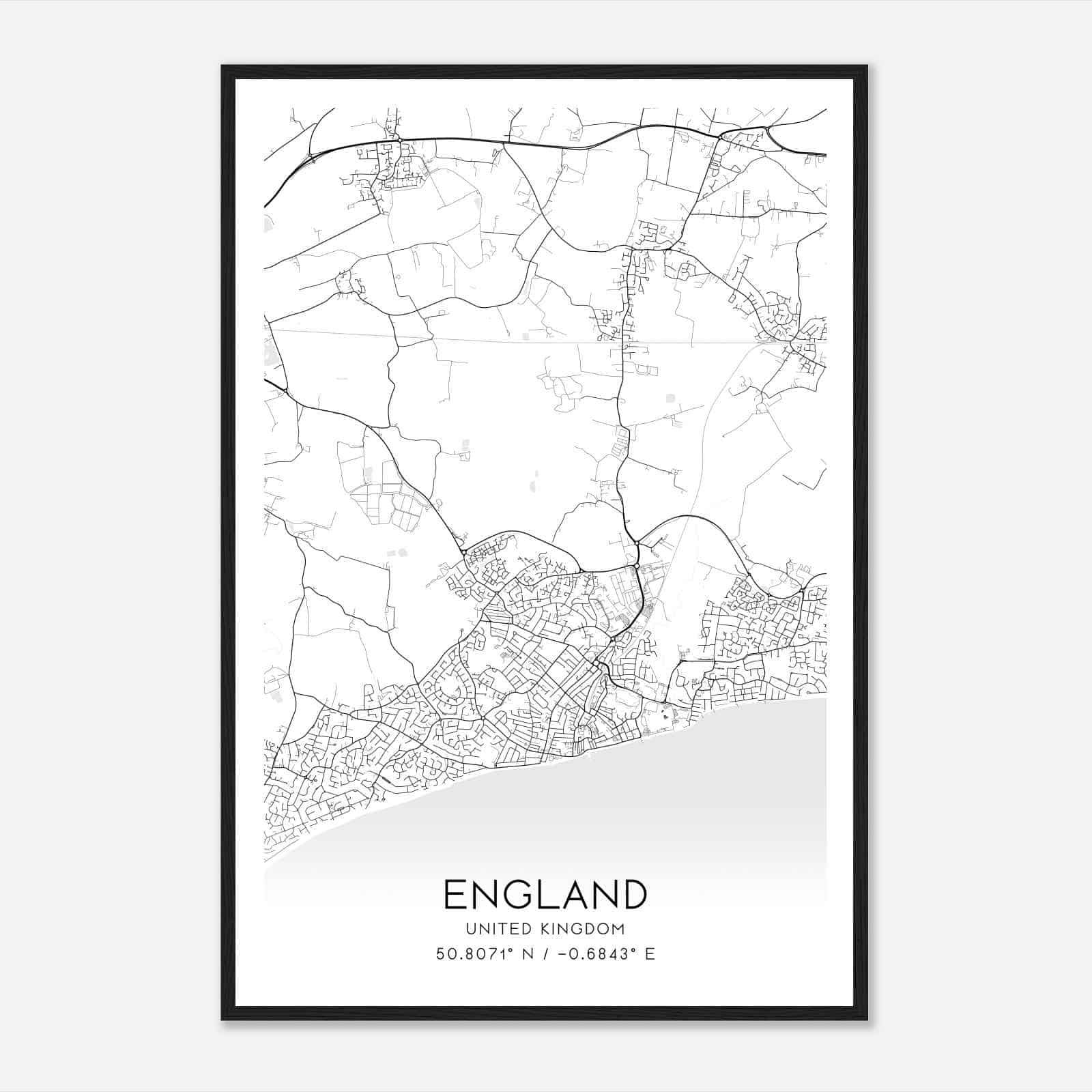 Bersted United Kingdom Map Poster, Modern Home Decor Wall Art Print