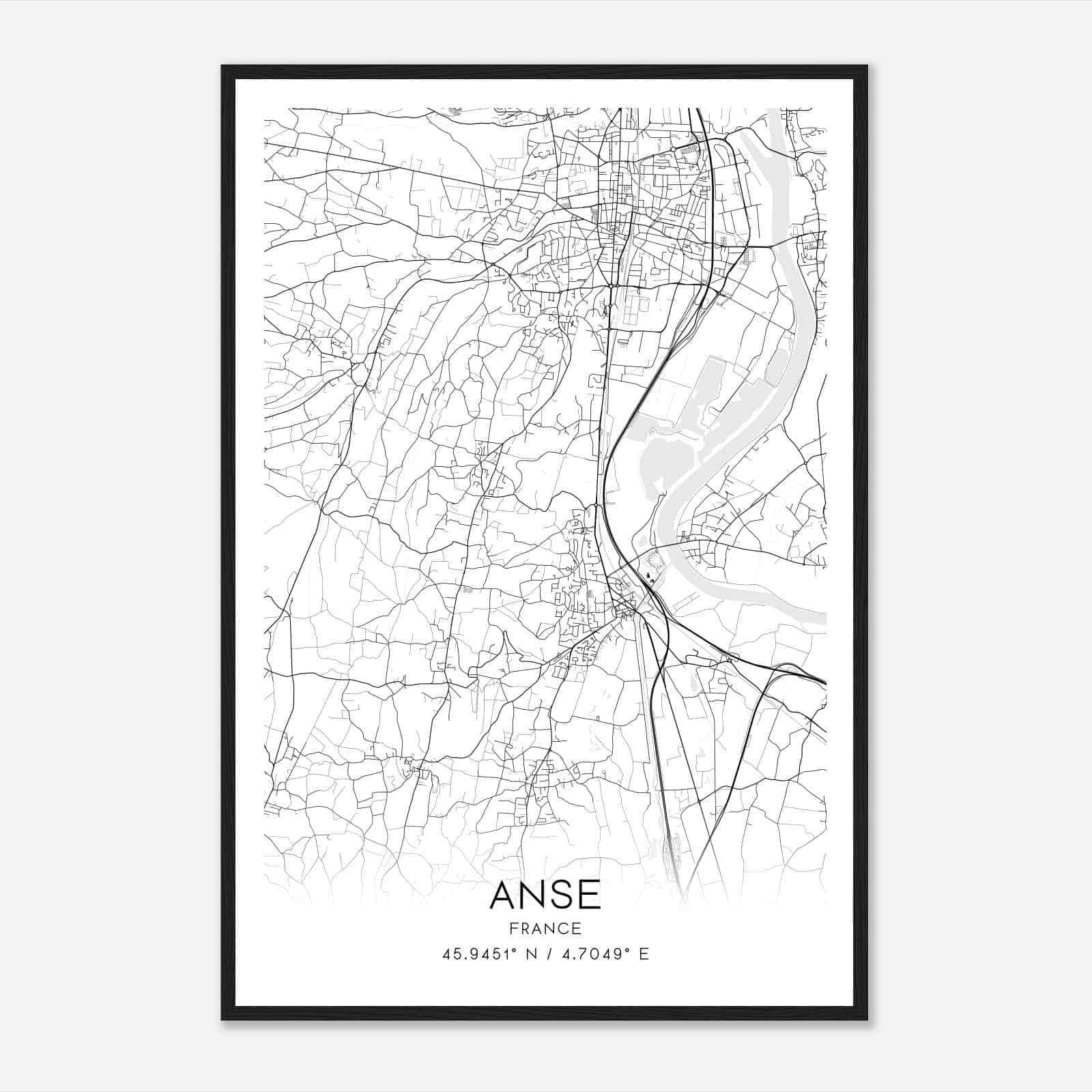Anse France Map Poster, Modern Home Decor Wall Art Print