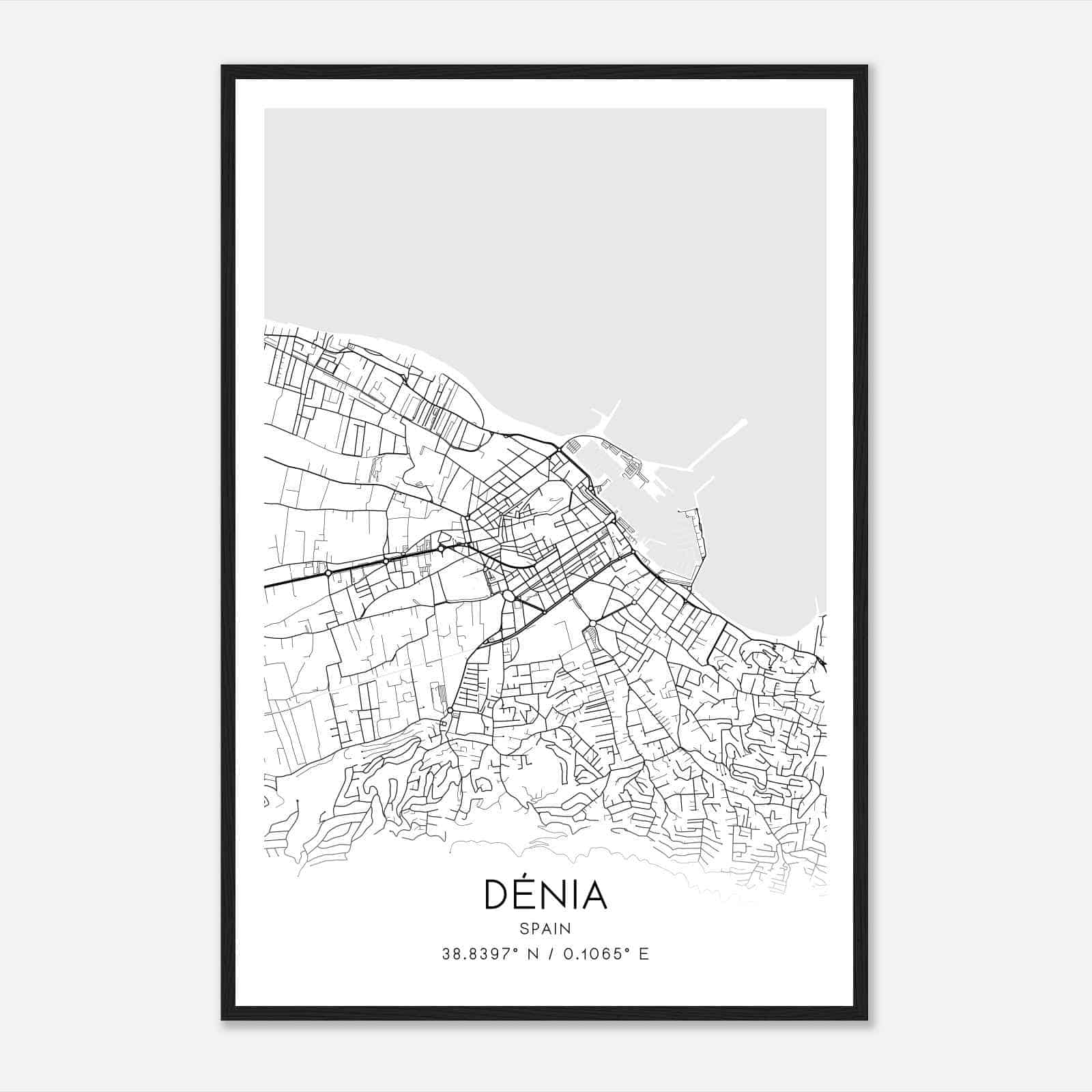 Denia Spain Map Poster, Modern Home Decor Wall Art Print