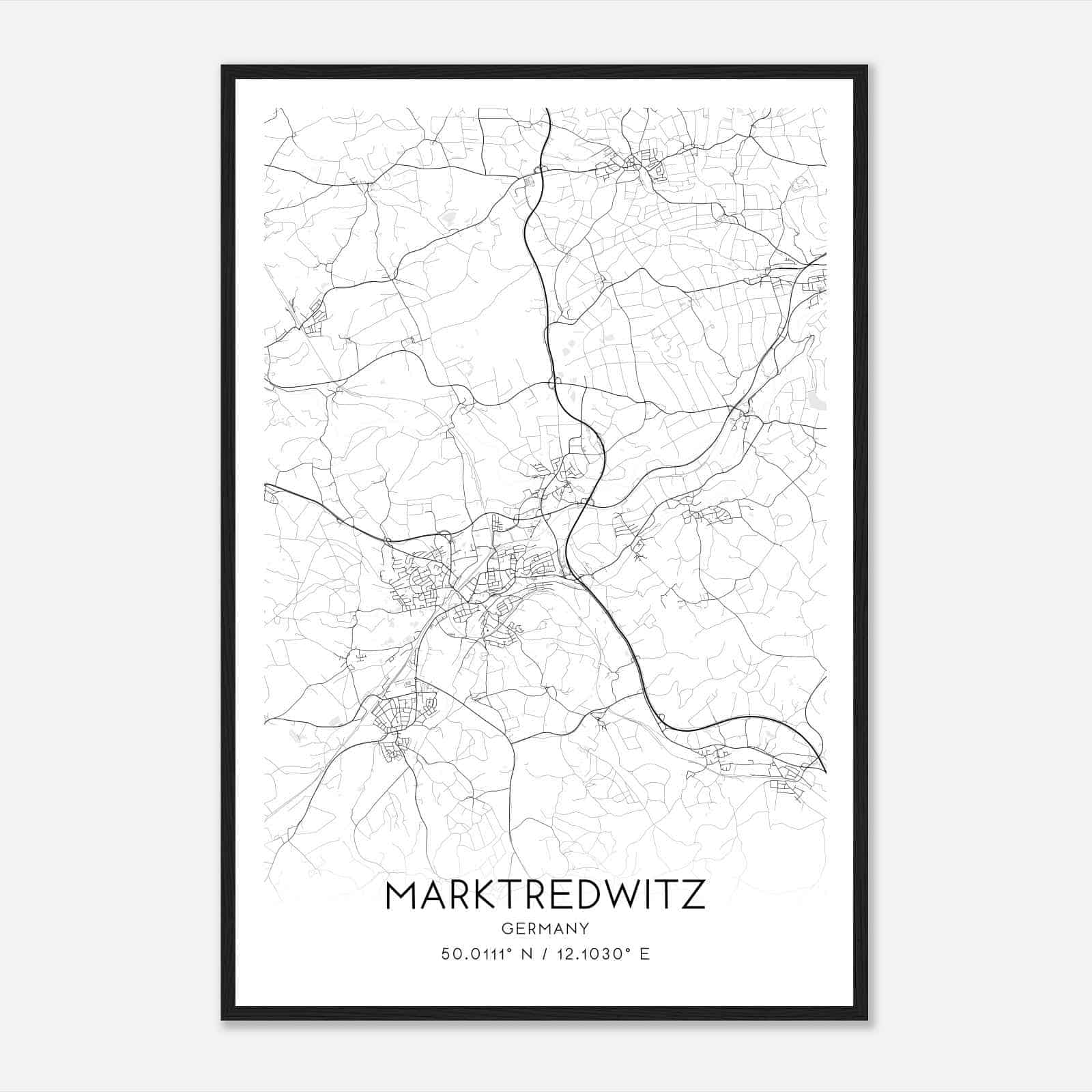 Marktredwitz Germany Map Poster, Modern Home Decor Wall Art Print