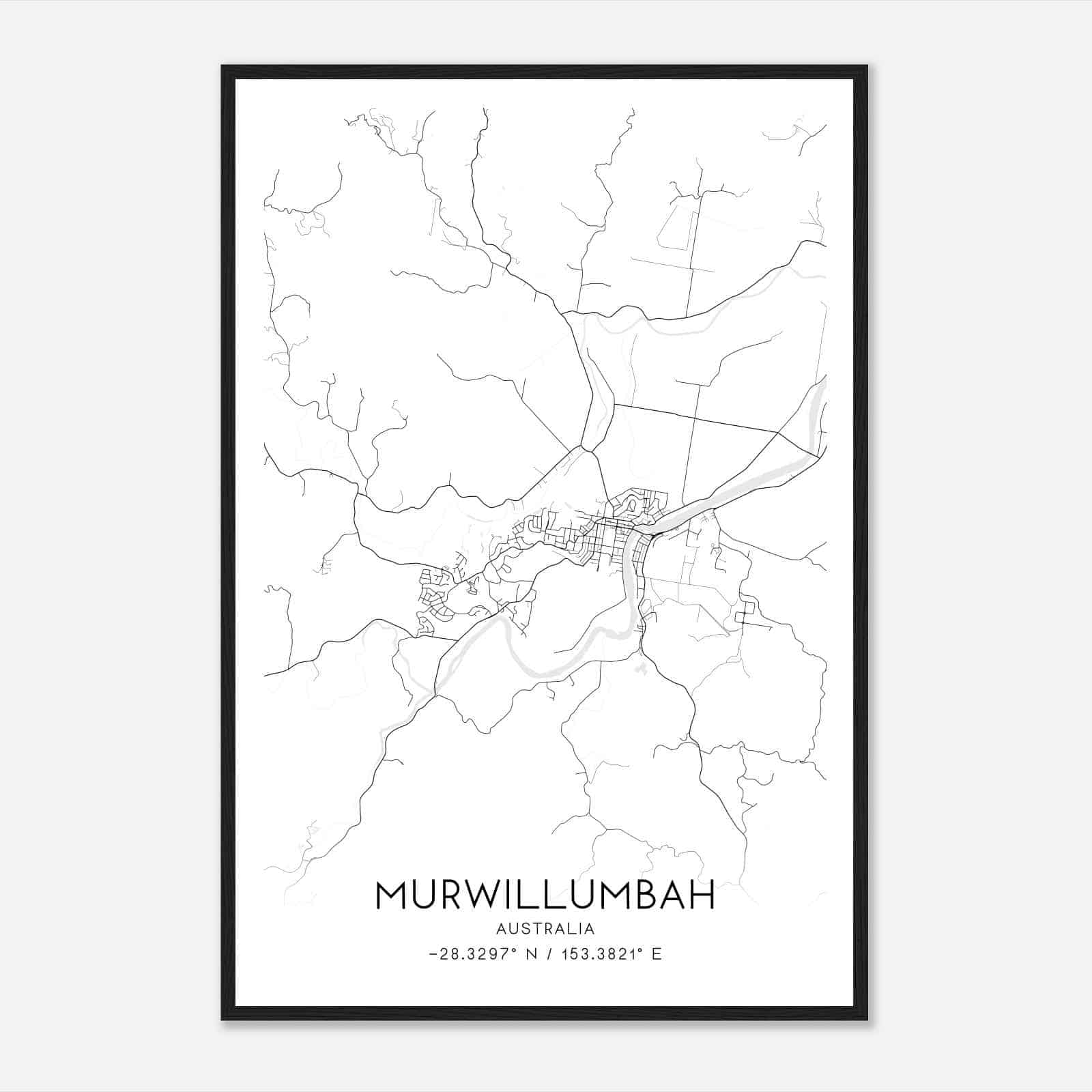 Murwillumbah Australia Map Poster, Modern Home Decor Wall Art Print