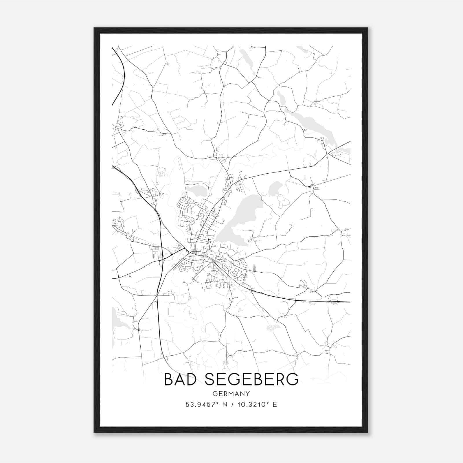 Bad Segeberg Germany Map Poster, Modern Home Decor Wall Art Print