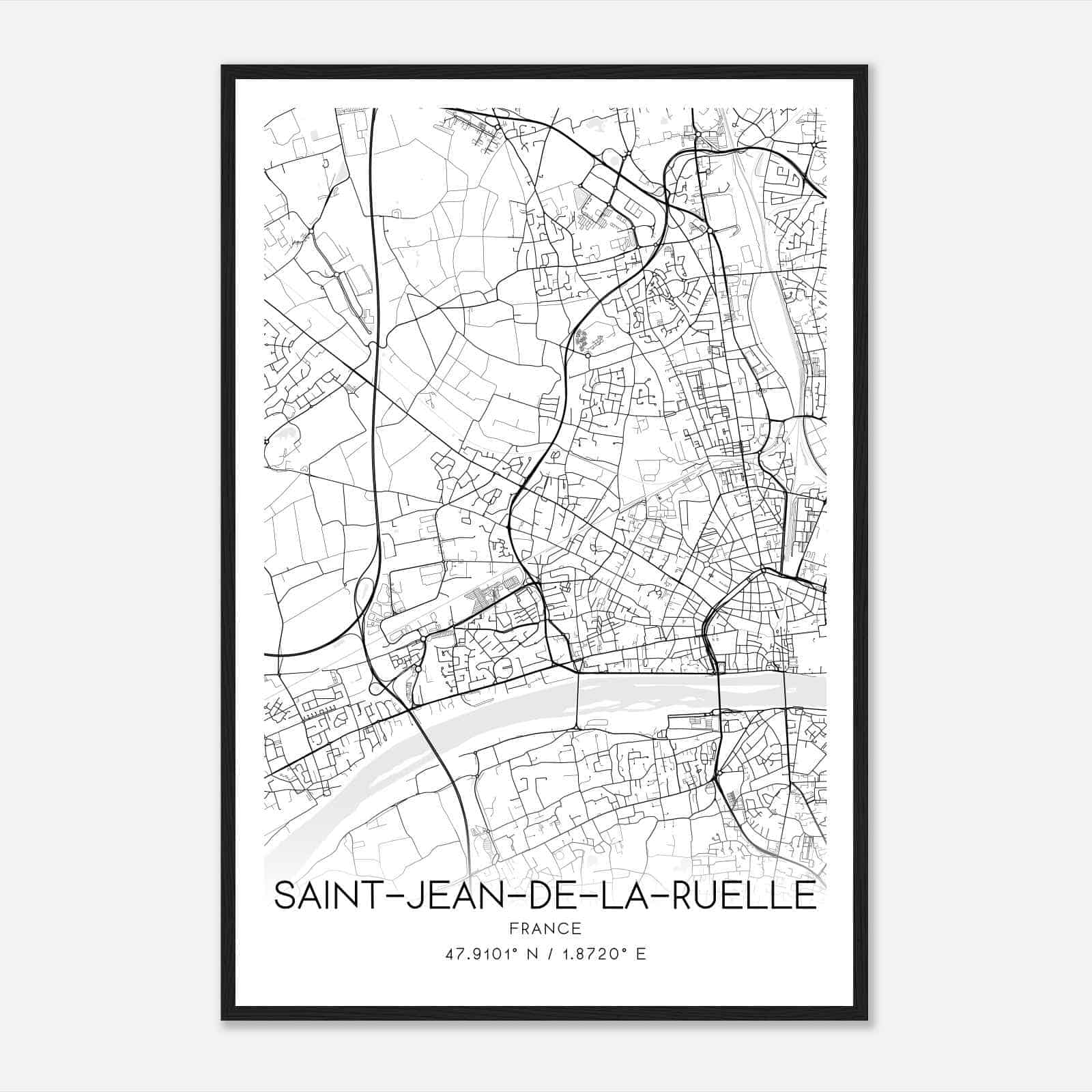 Saint-Jean-de-la-Ruelle France Map Poster, Modern Home Decor Wall Art Print