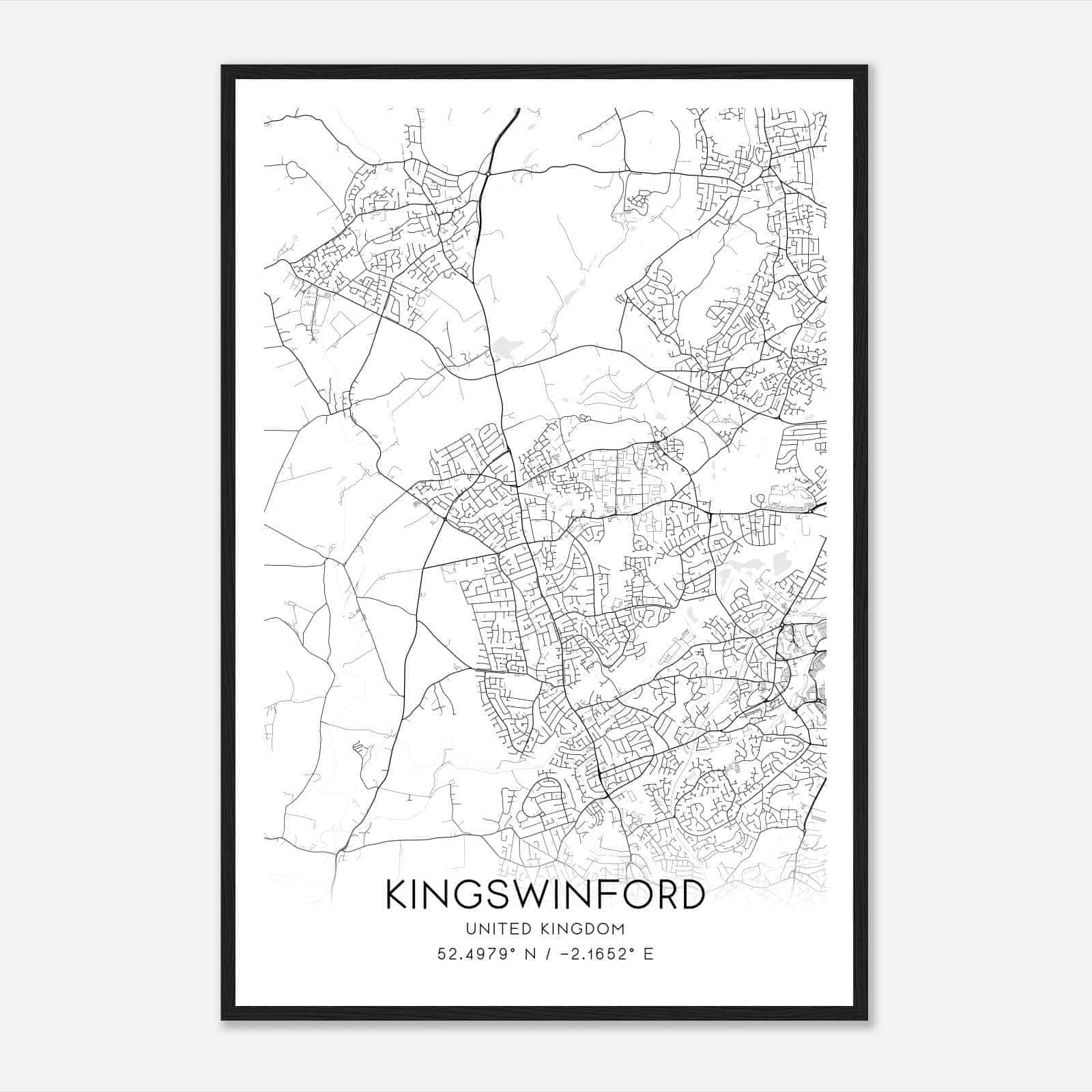 Kingswinford United Kingdom Map Poster, Modern Home Decor Wall Art Print