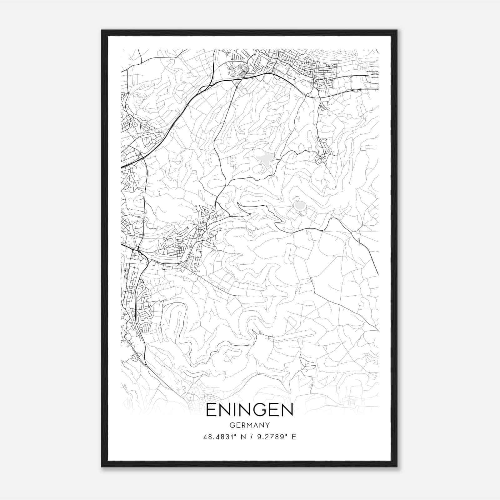 Eningen unter Achalm Germany Map Poster, Modern Home Decor Wall Art Print