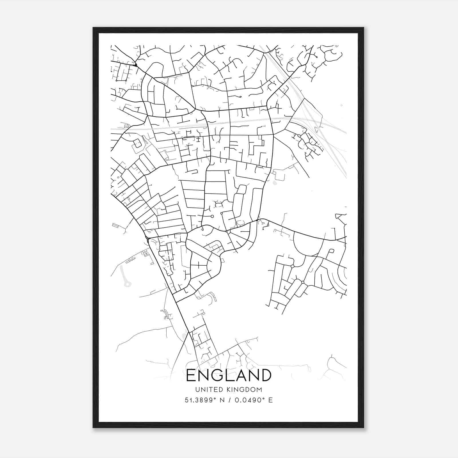 Bickley United Kingdom Map Poster, Modern Home Decor Wall Art Print