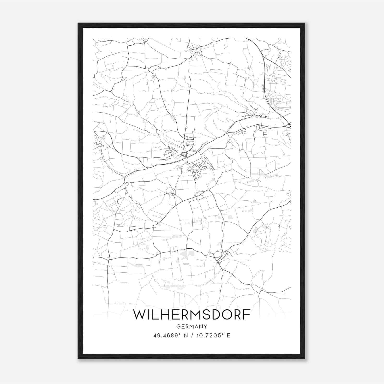 Wilhermsdorf Germany Map Poster, Modern Home Decor Wall Art Print