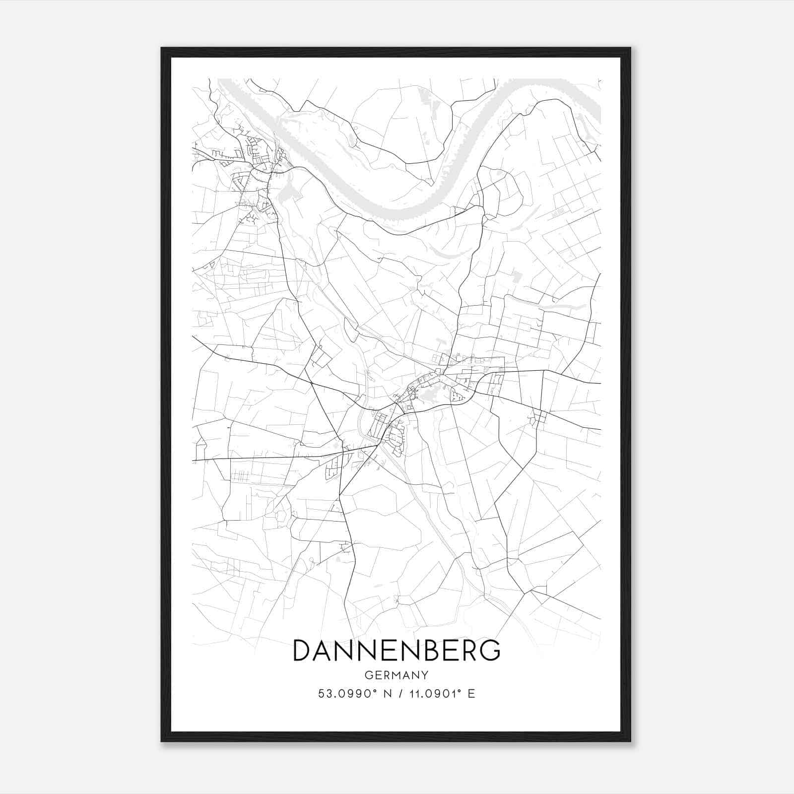 Dannenberg Germany Map Poster, Modern Home Decor Wall Art Print