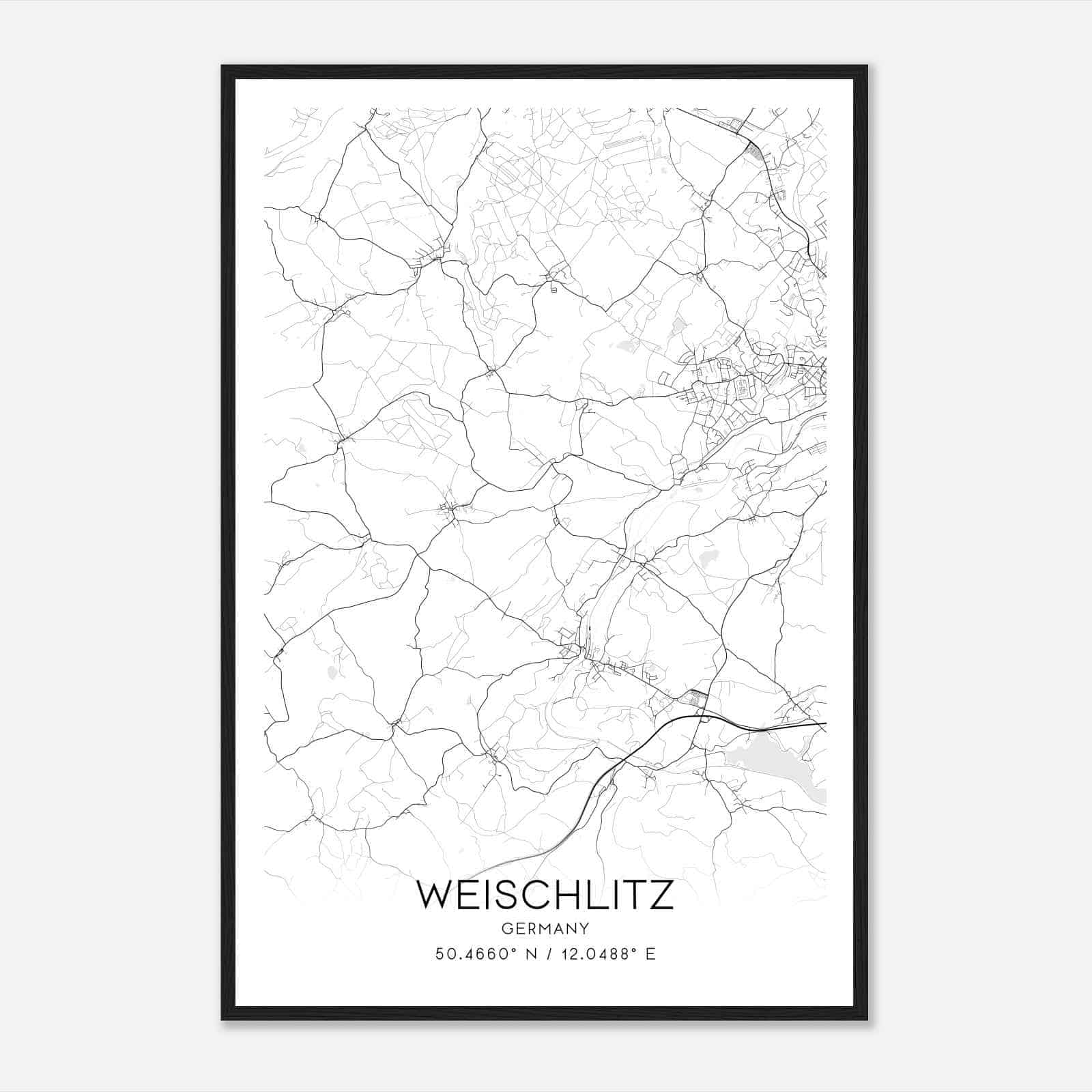 Weischlitz Germany Map Poster, Modern Home Decor Wall Art Print