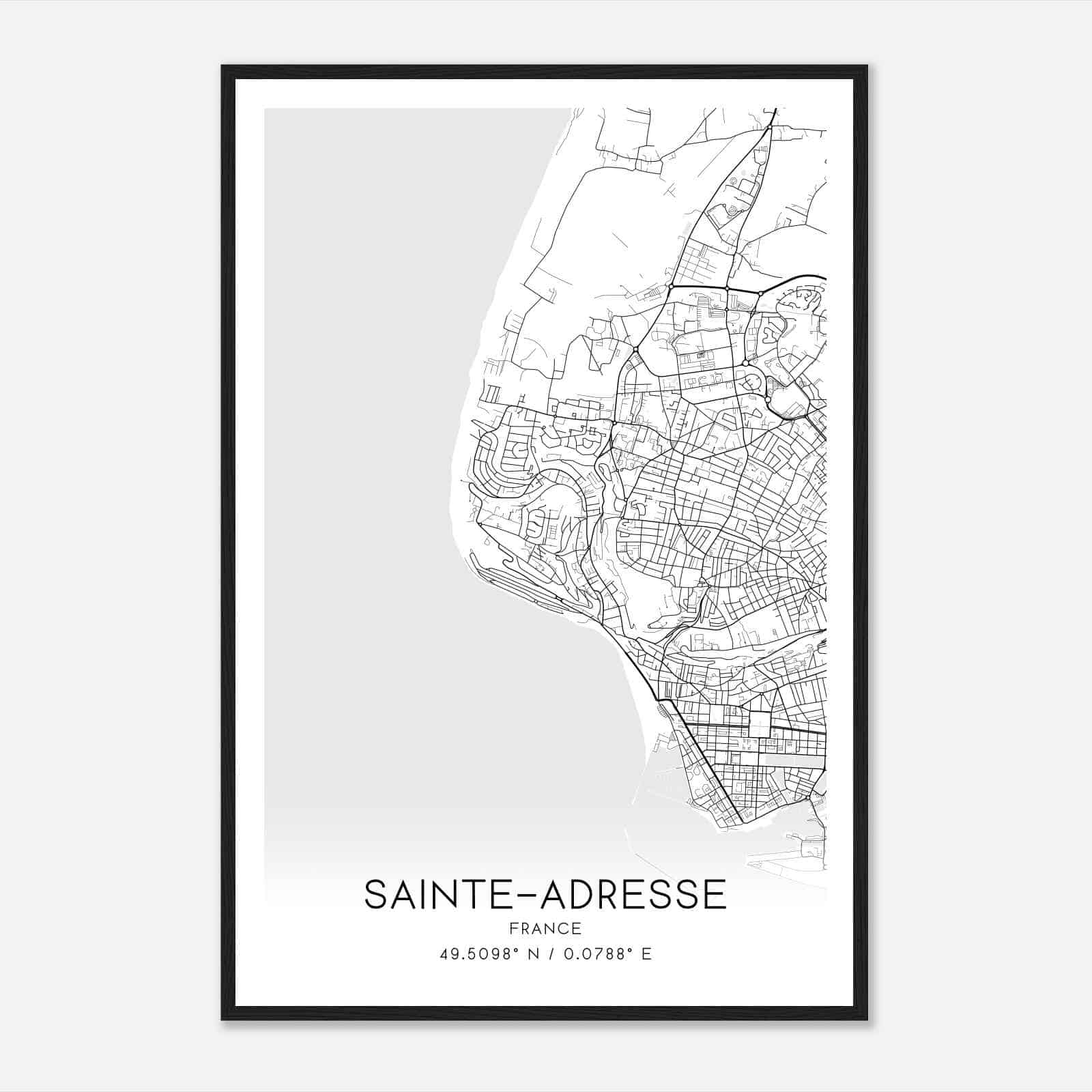 Sainte-Adresse France Map Poster, Modern Home Decor Wall Art Print