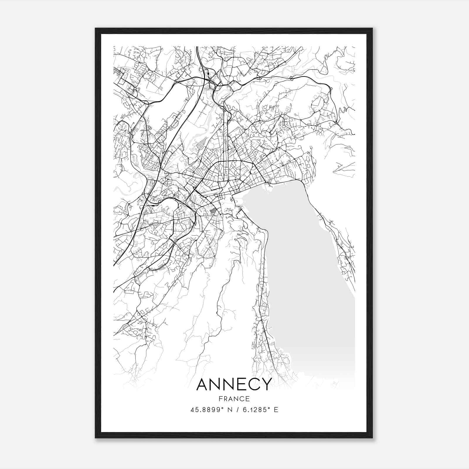 Annecy France Map Poster, Modern Home Decor Wall Art Print