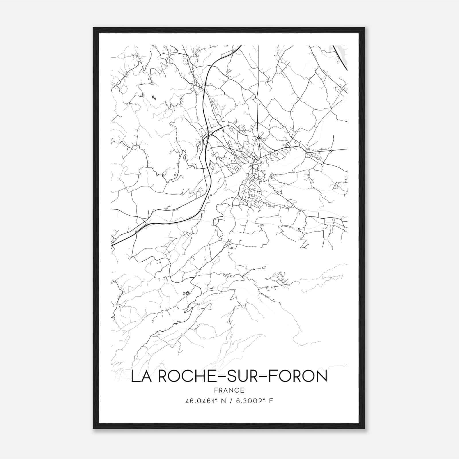 La Roche-sur-Foron France Map Poster, Modern Home Decor Wall Art Print