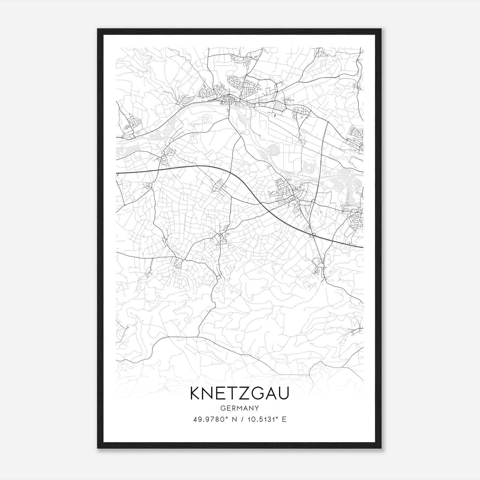 Knetzgau Germany Map Poster, Modern Home Decor Wall Art Print