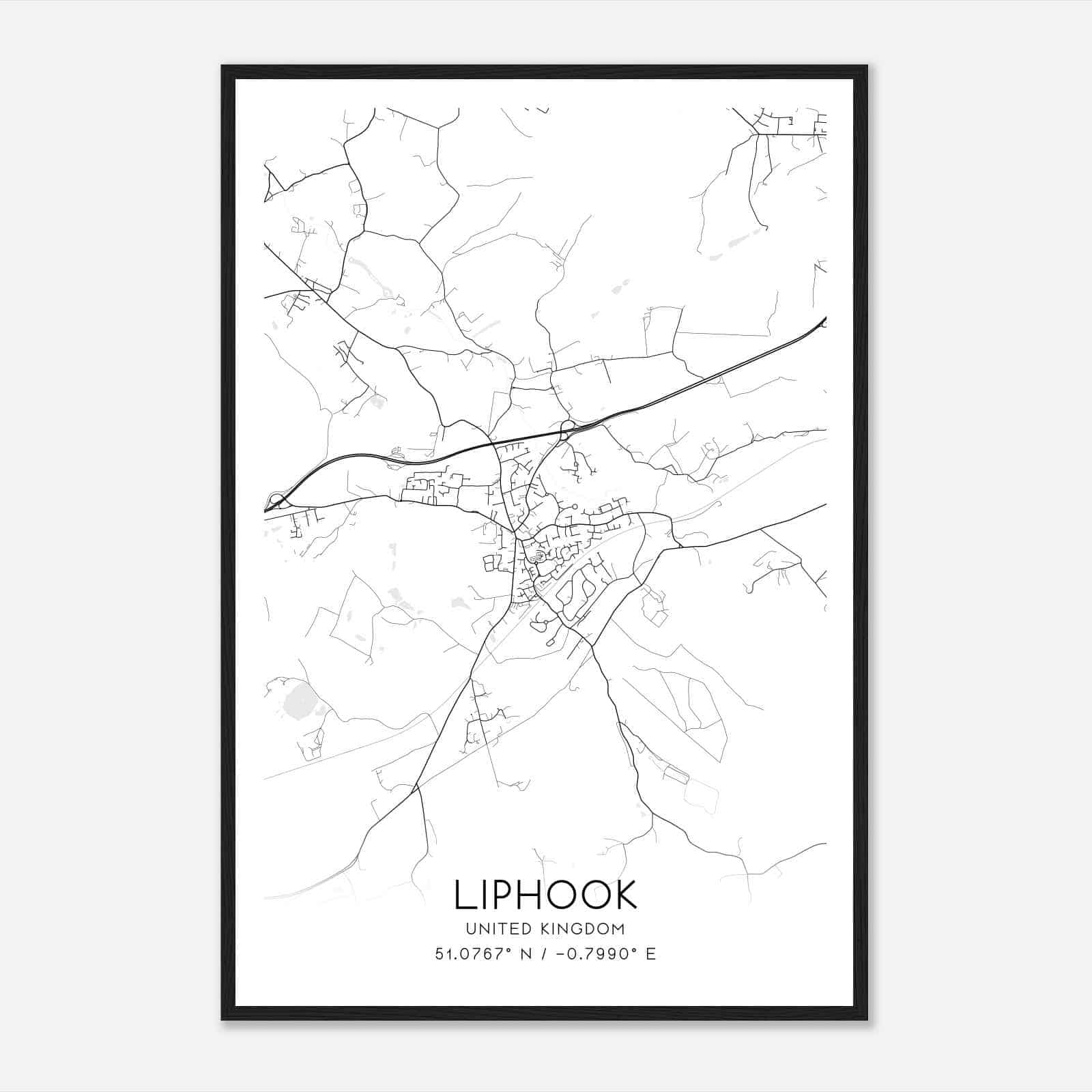 Liphook United Kingdom Map Poster, Modern Home Decor Wall Art Print