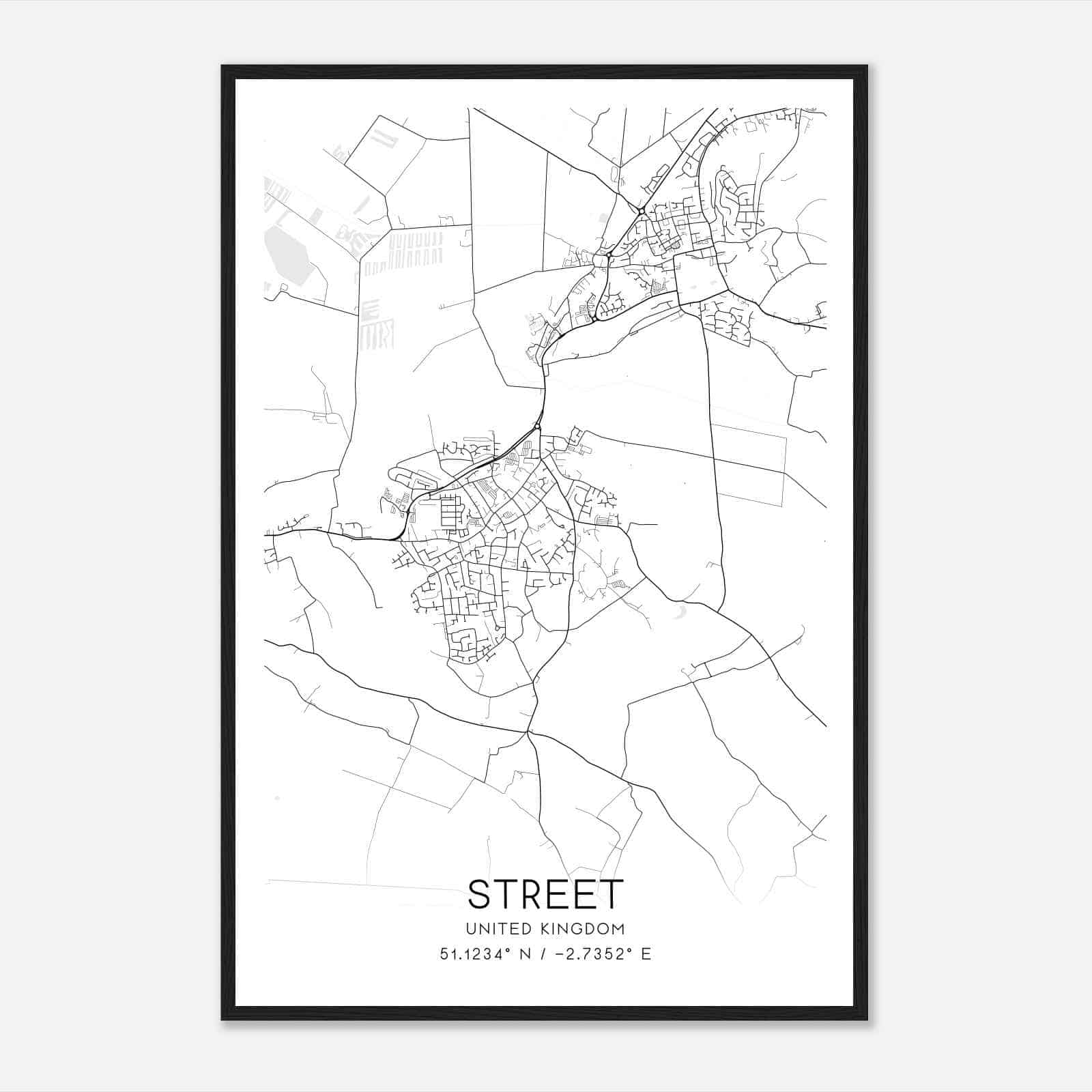 Street United Kingdom Map Poster, Modern Home Decor Wall Art Print
