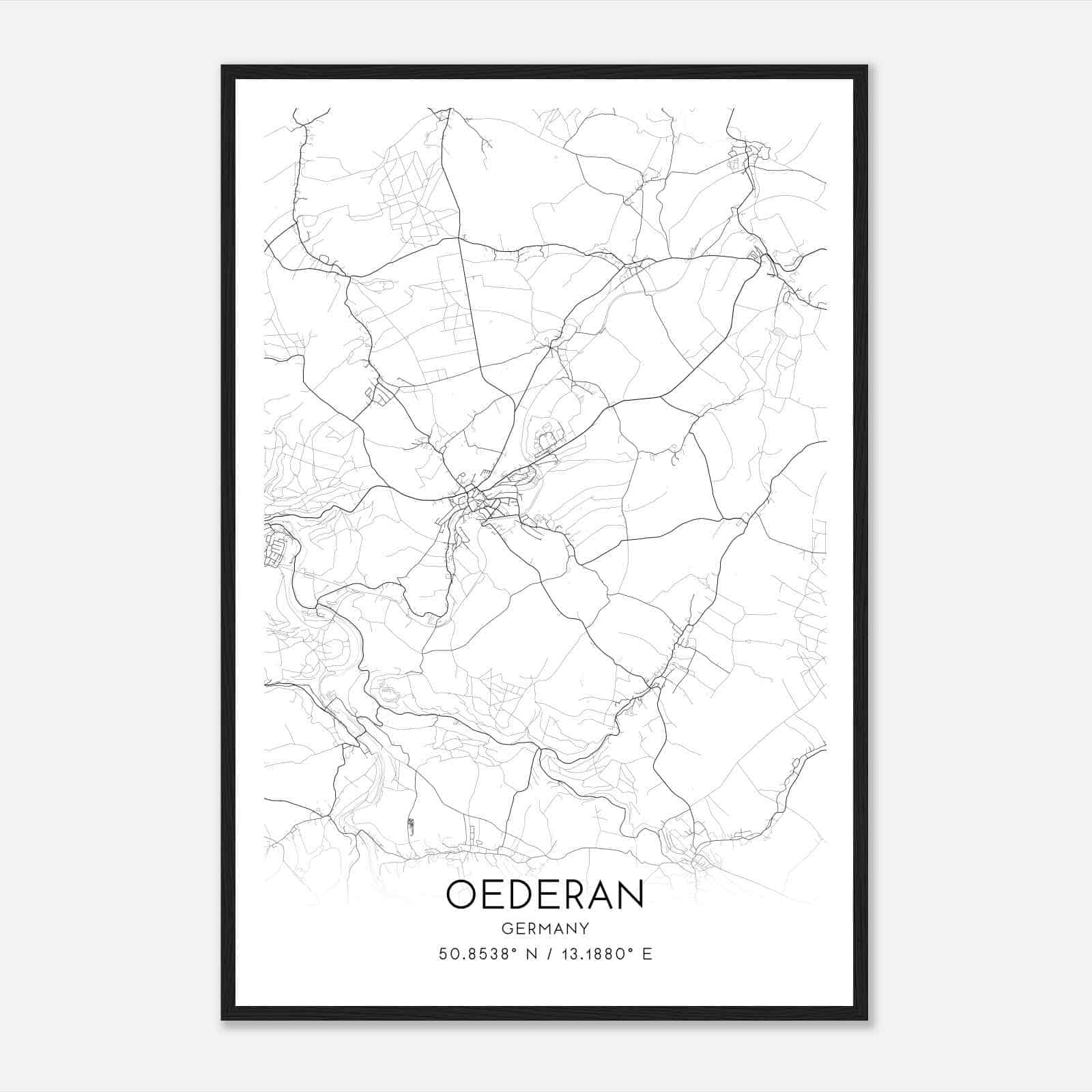 Oederan Germany Map Poster, Modern Home Decor Wall Art Print