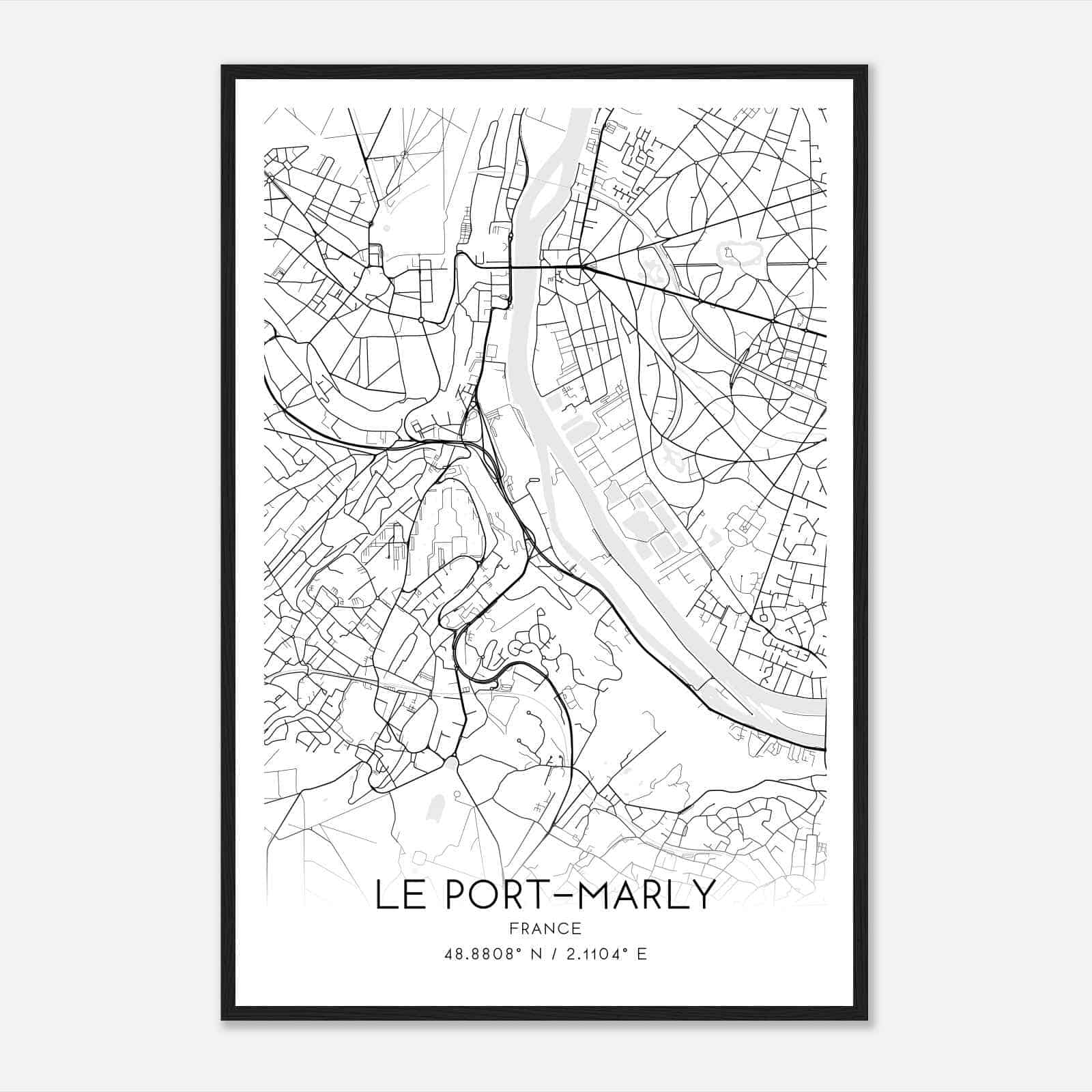 Le Port-Marly France Map Poster, Modern Home Decor Wall Art Print