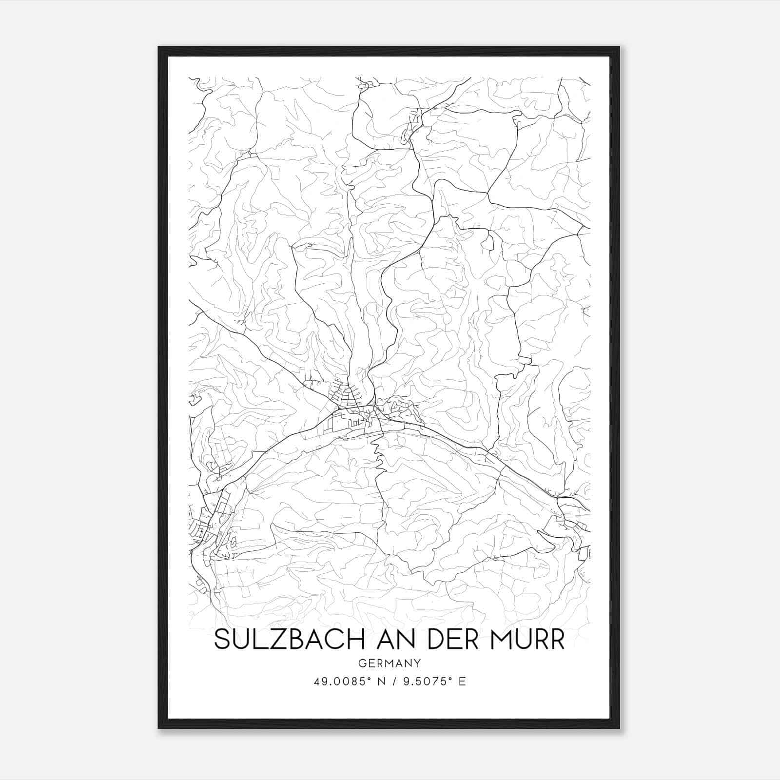 Sulzbach an der Murr Germany Map Poster, Modern Home Decor Wall Art Print