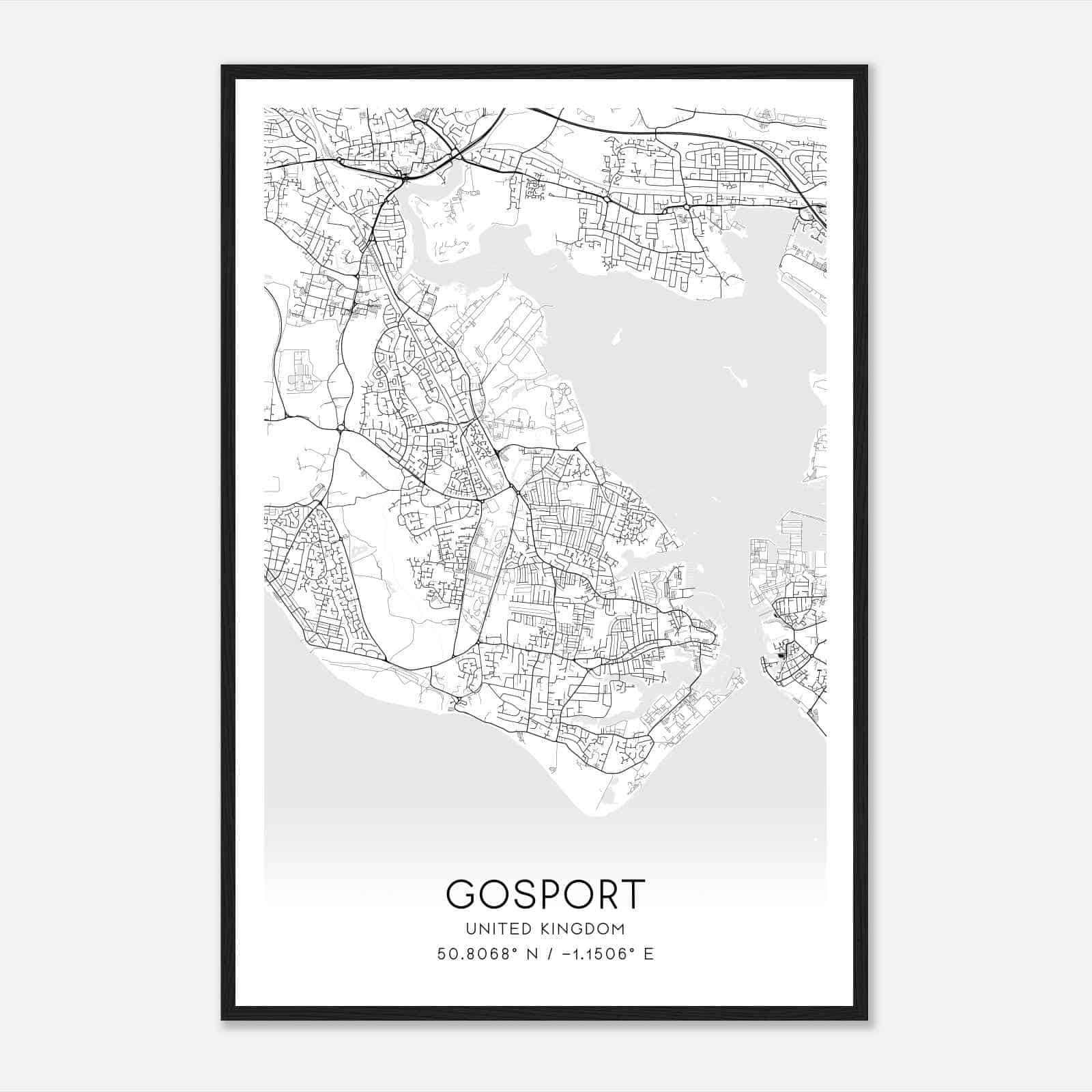Gosport United Kingdom Map Poster, Modern Home Decor Wall Art Print