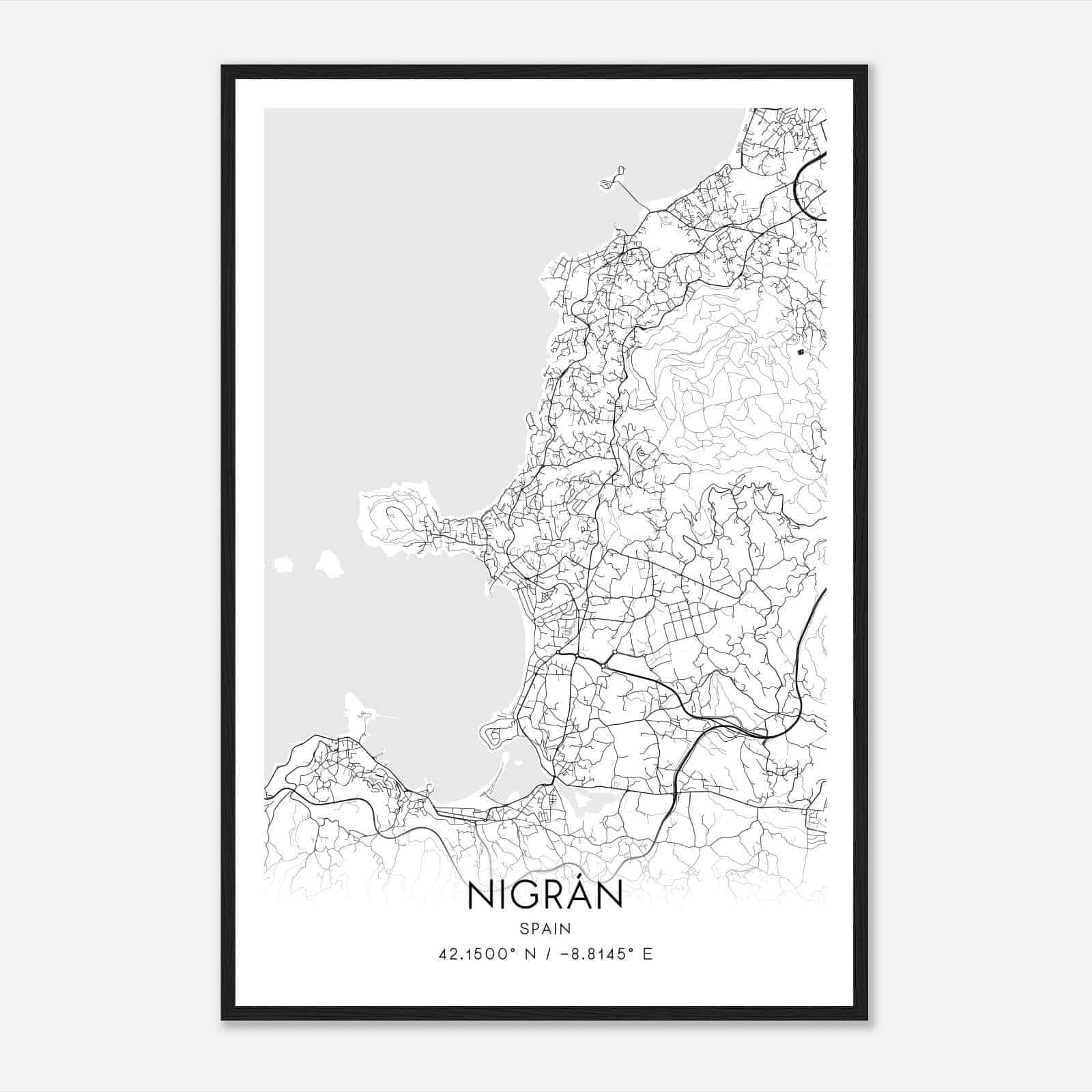 Nigran Spain Map Poster, Modern Home Decor Wall Art Print