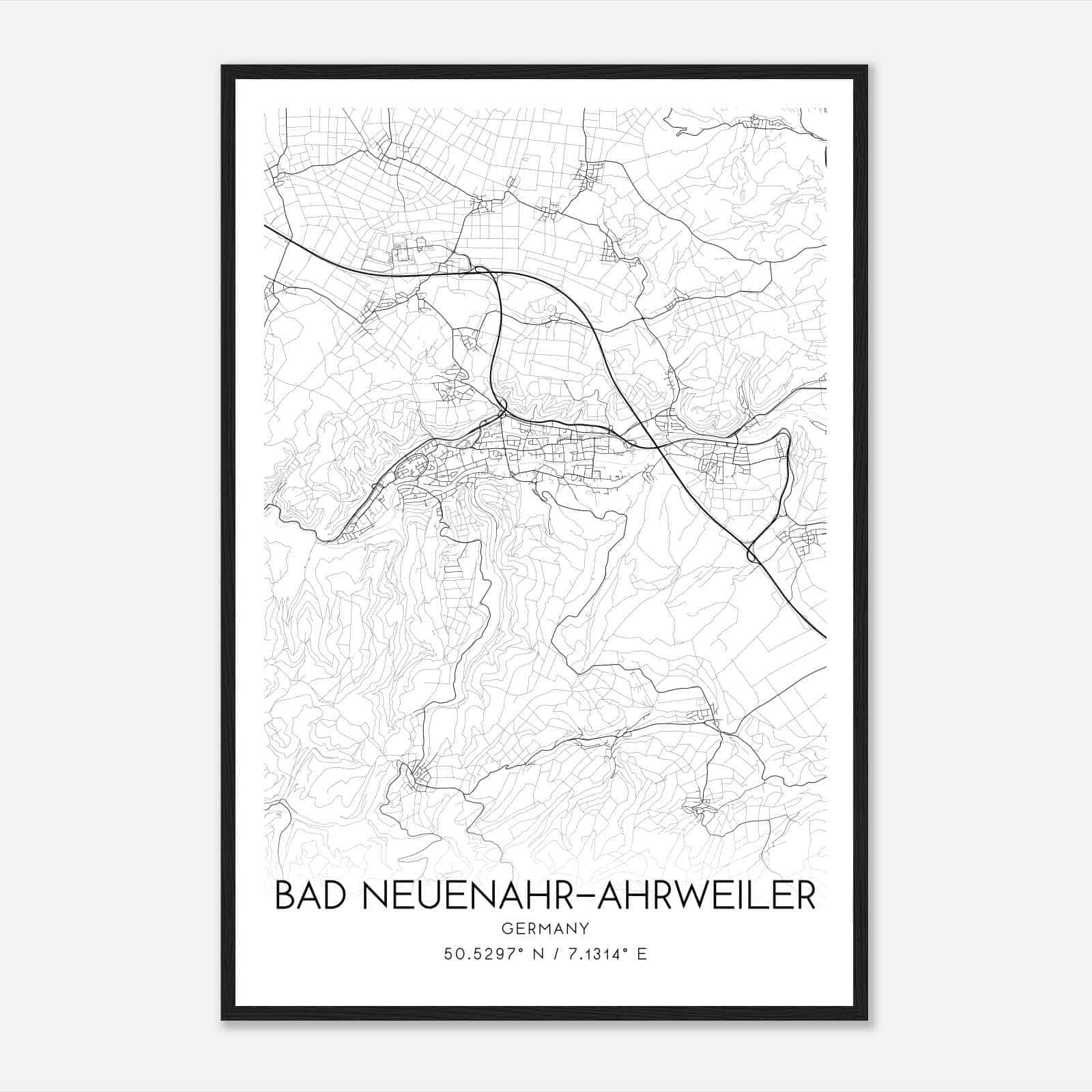 Bad Neuenahr-Ahrweiler Germany Map Poster, Modern Home Decor Wall Art Print