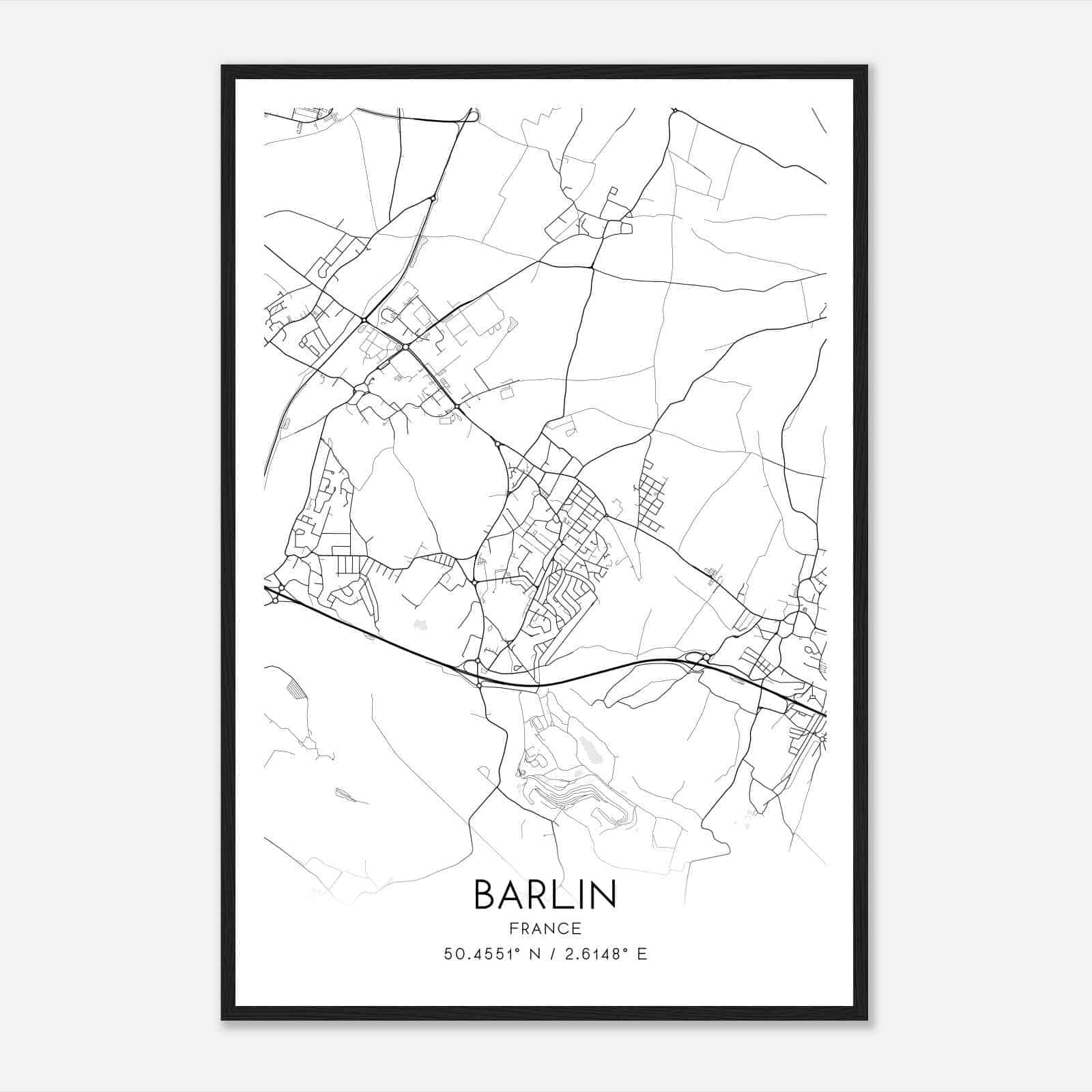 Barlin France Map Poster, Modern Home Decor Wall Art Print
