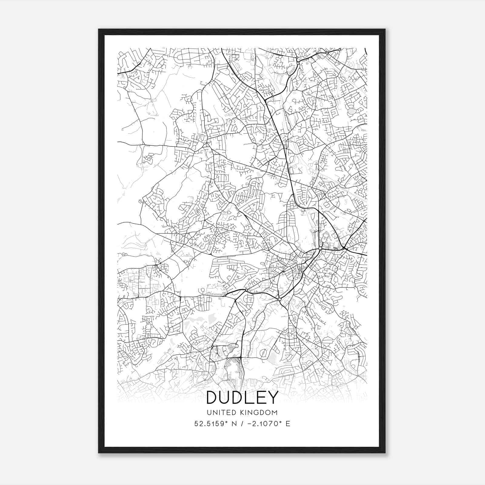 Dudley United Kingdom Map Poster, Modern Home Decor Wall Art Print