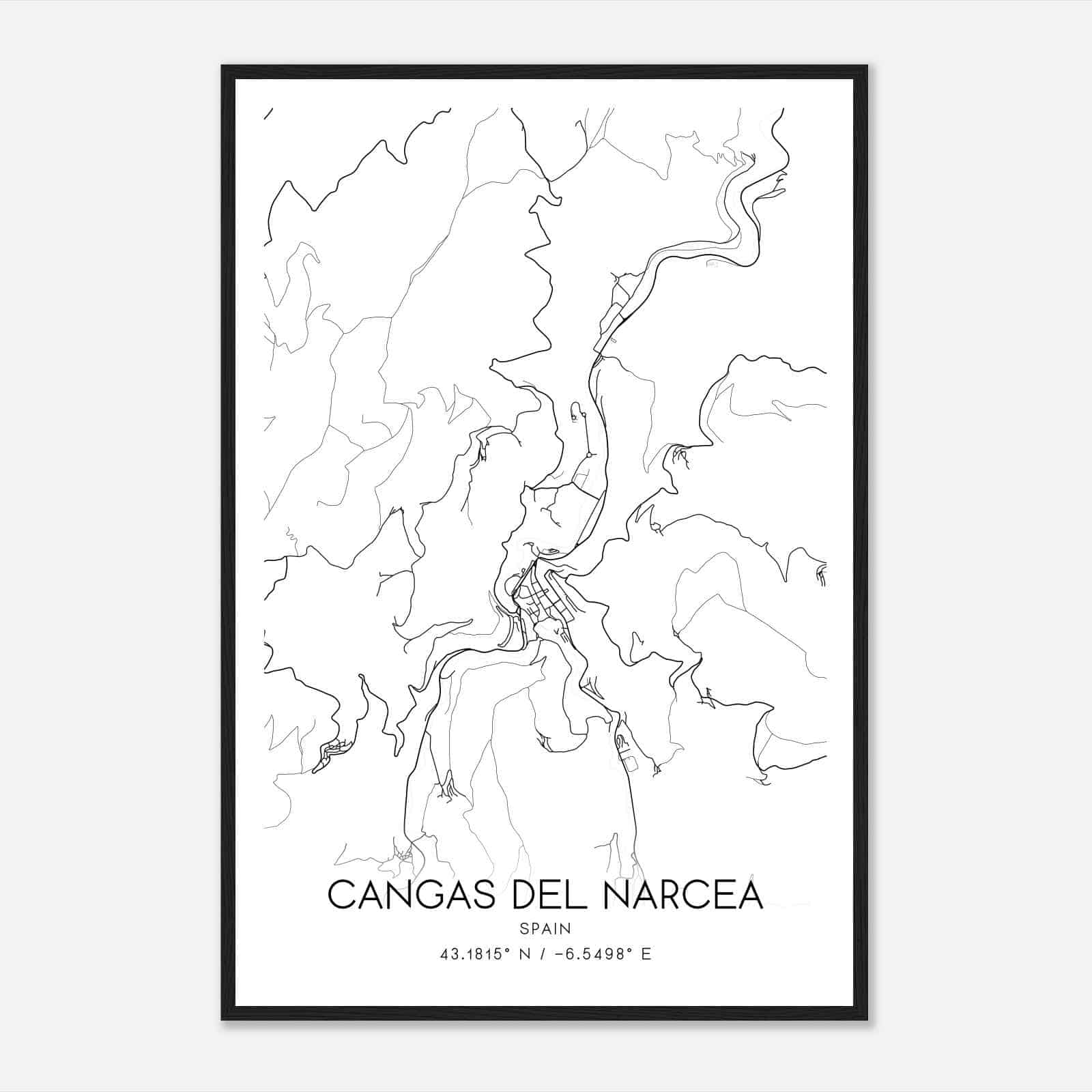 Cangas de Narcea Spain Map Poster, Modern Home Decor Wall Art Print