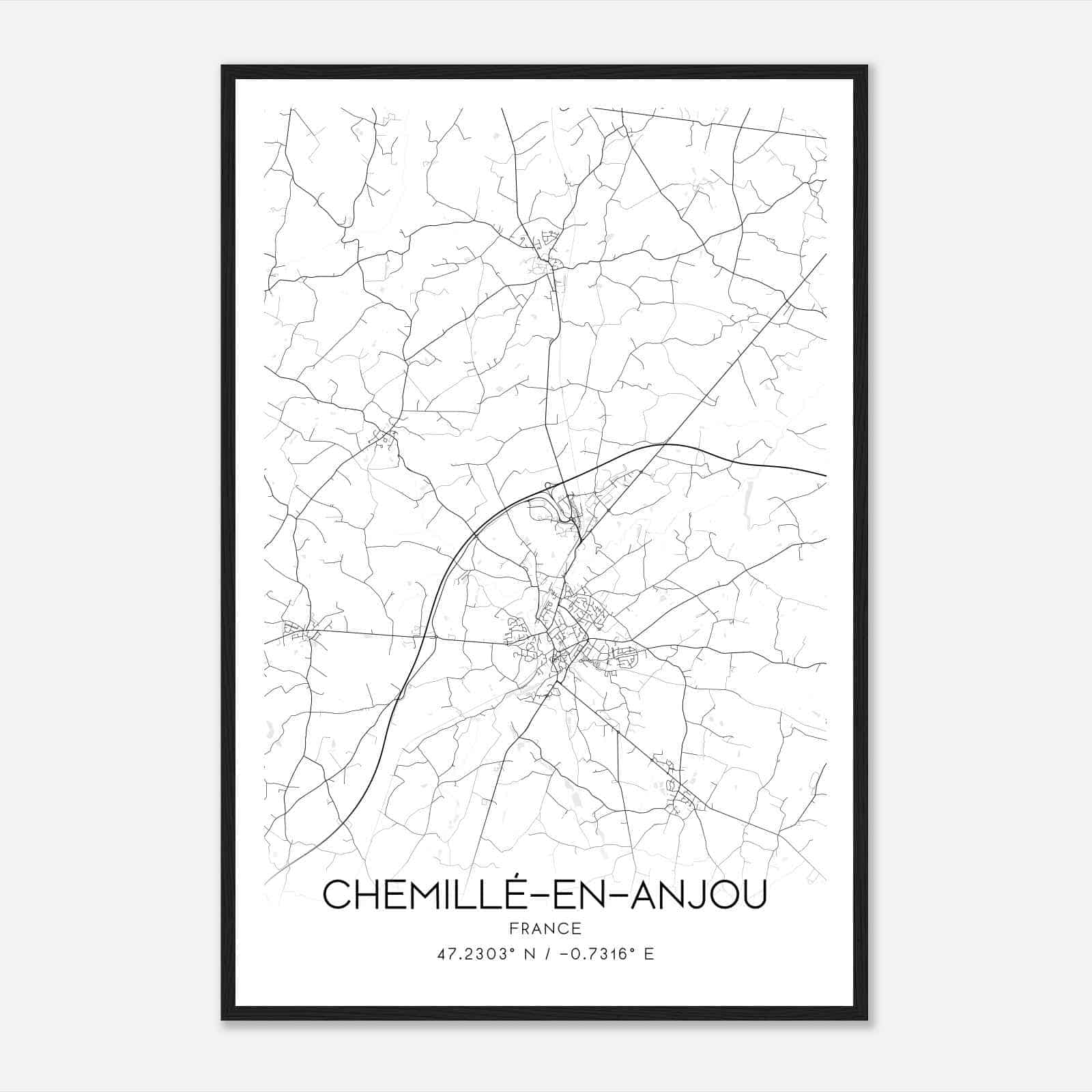 Chemille France Map Poster, Modern Home Decor Wall Art Print