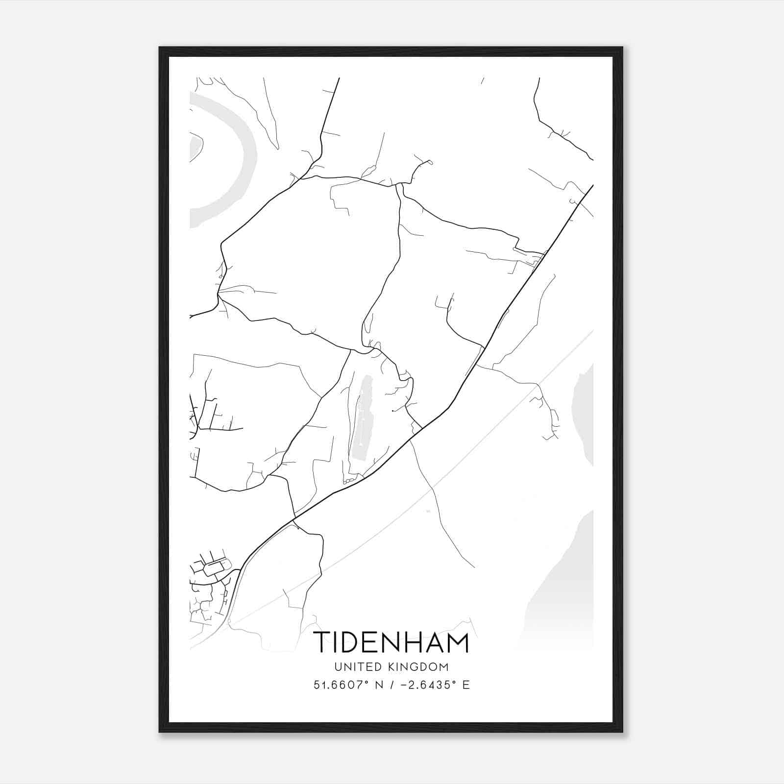 Tidenham United Kingdom Map Poster, Modern Home Decor Wall Art Print