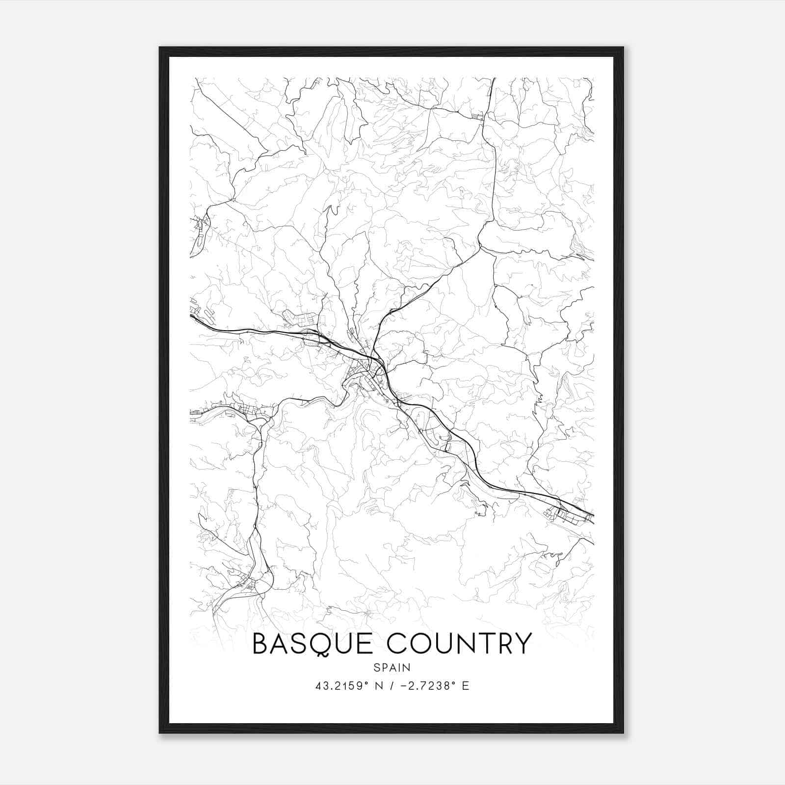 Amorebieta Spain Map Poster, Modern Home Decor Wall Art Print