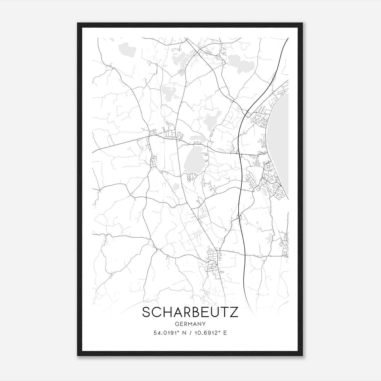 Scharbeutz Germany Map Poster, Modern Home Decor Wall Art Print
