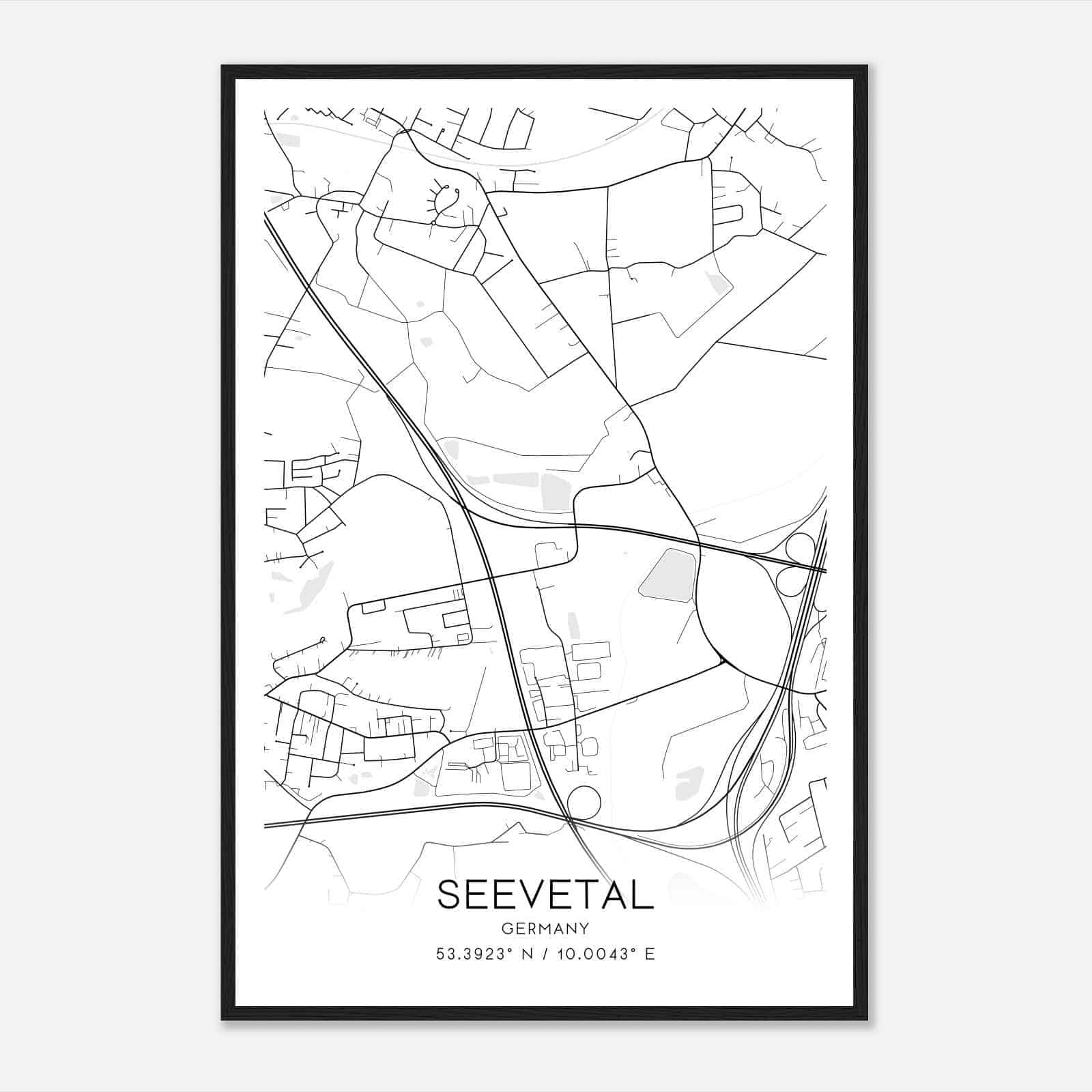 Hittfeld Germany Map Poster, Modern Home Decor Wall Art Print