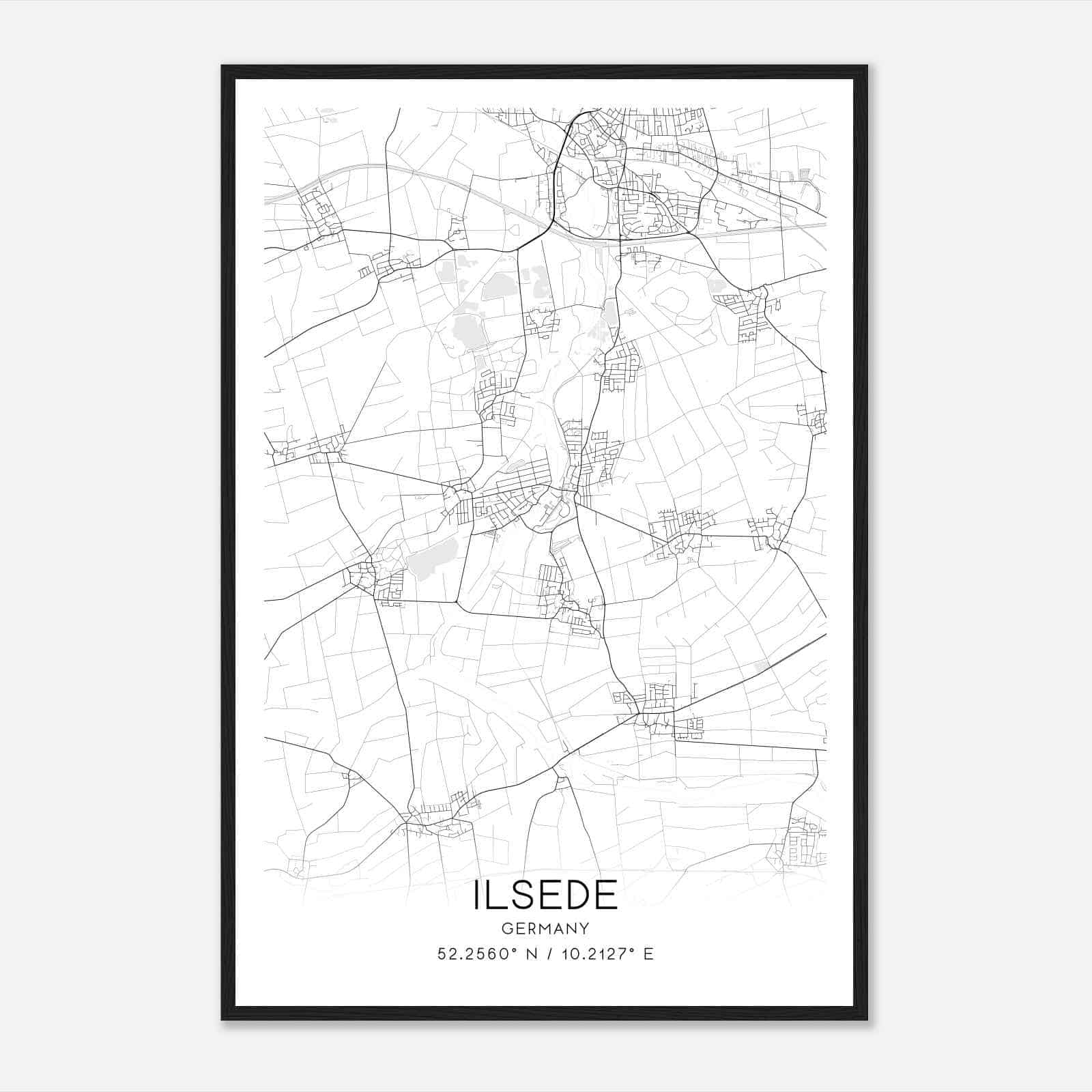Ilsede Germany Map Poster, Modern Home Decor Wall Art Print