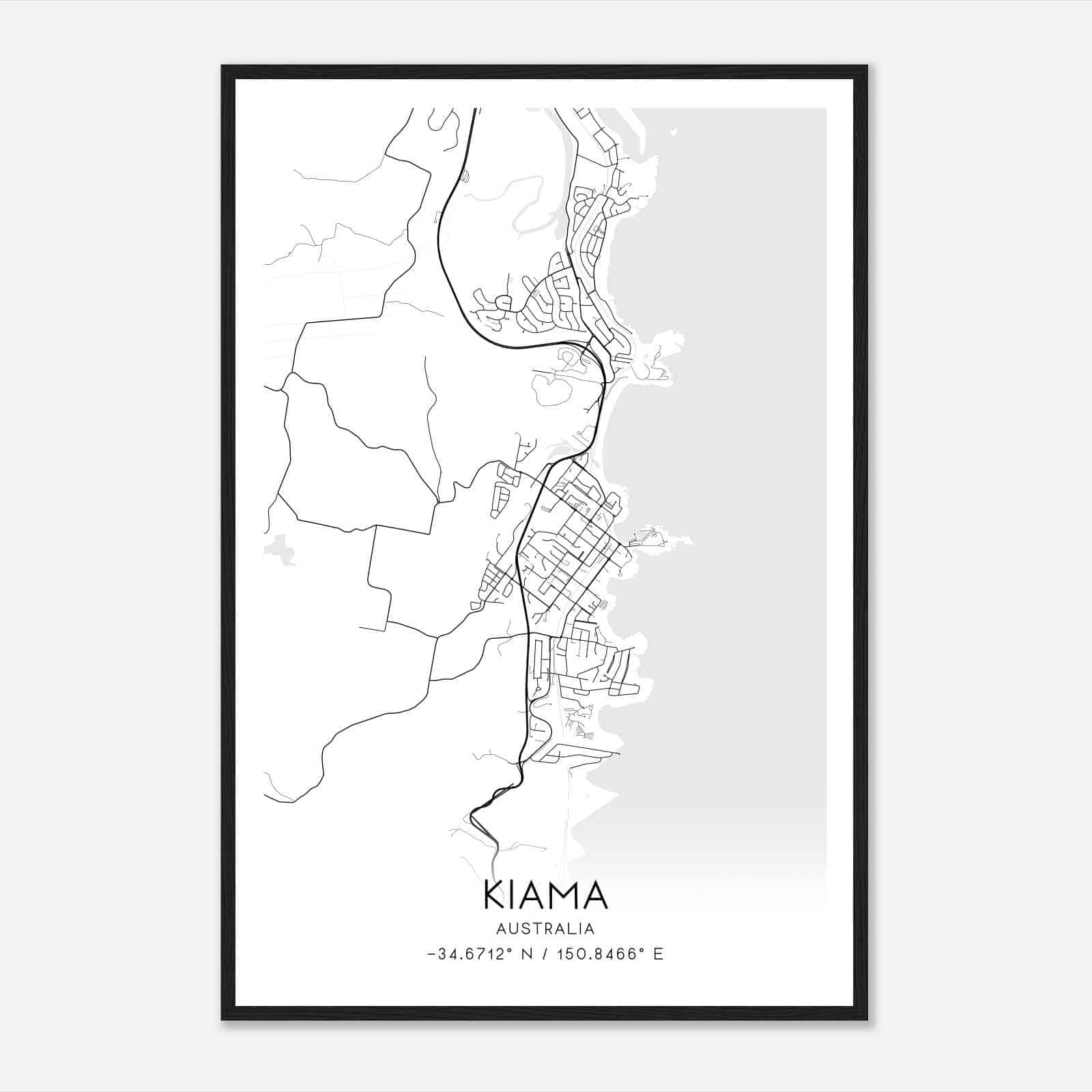 Kiama Australia Map Poster, Modern Home Decor Wall Art Print