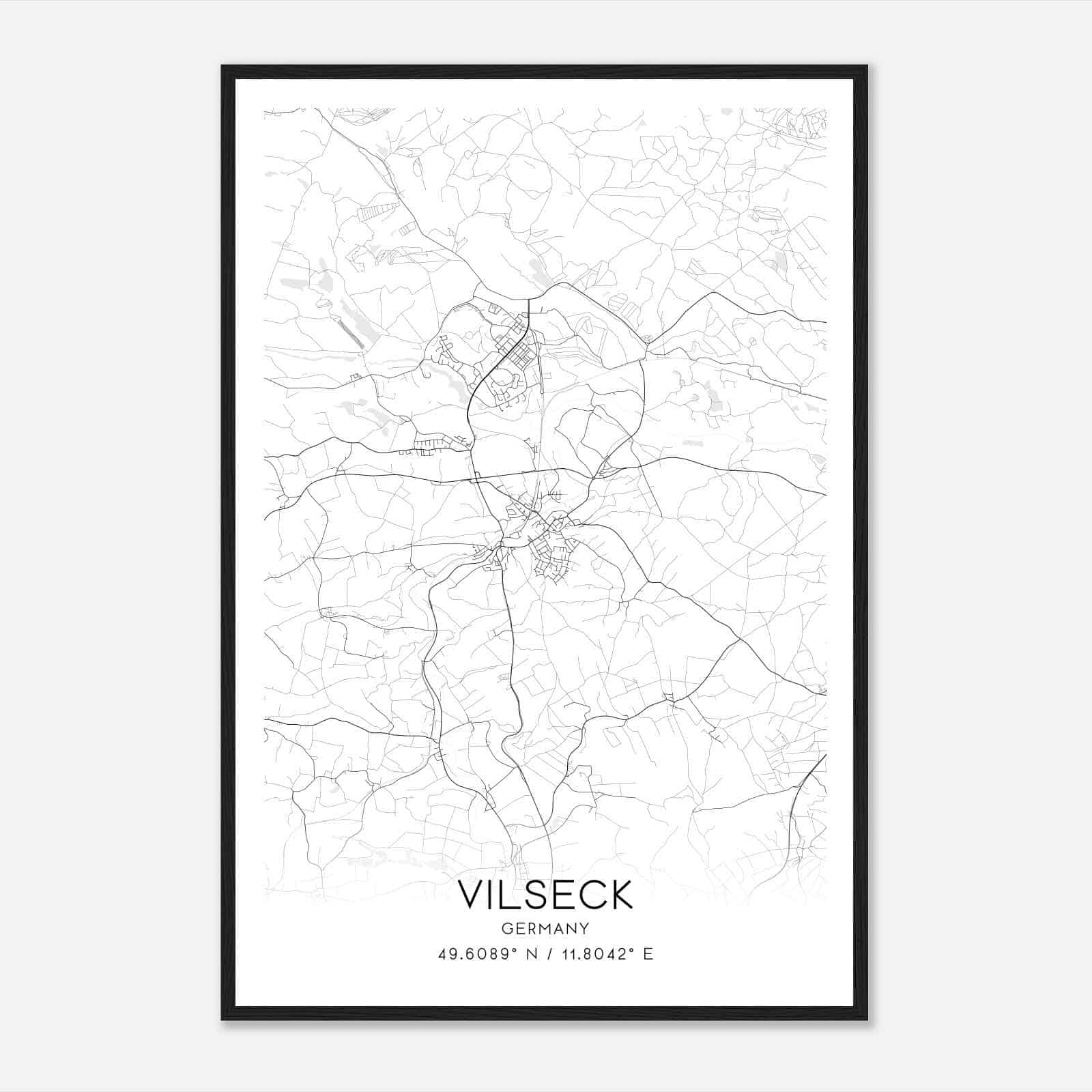 Vilseck Germany Map Poster, Modern Home Decor Wall Art Print
