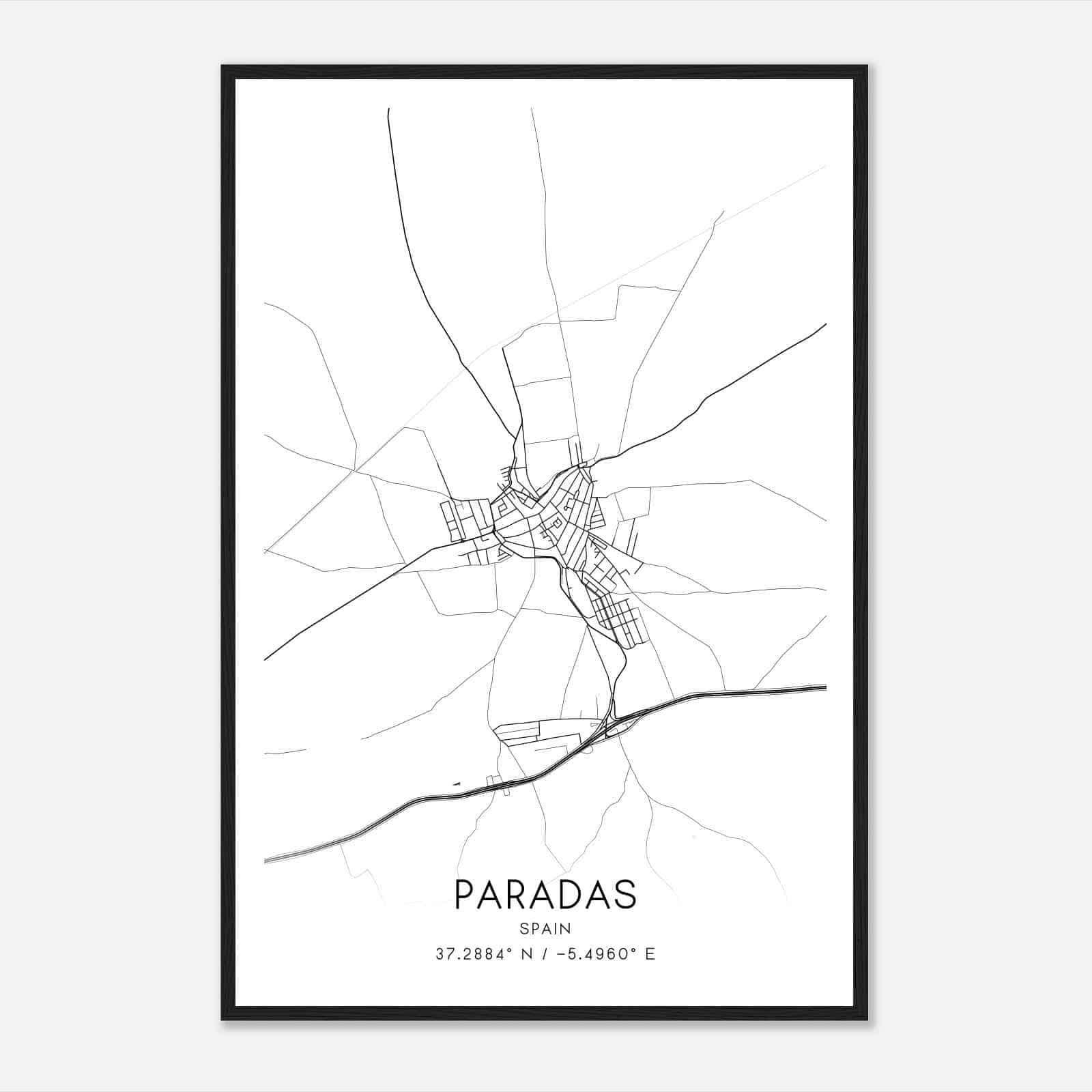 Paradas Spain Map Poster, Modern Home Decor Wall Art Print