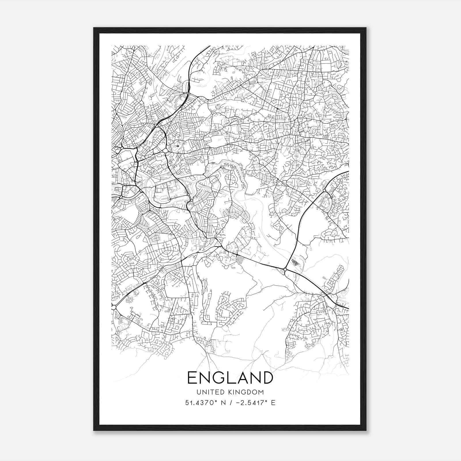 Brislington United Kingdom Map Poster, Modern Home Decor Wall Art Print