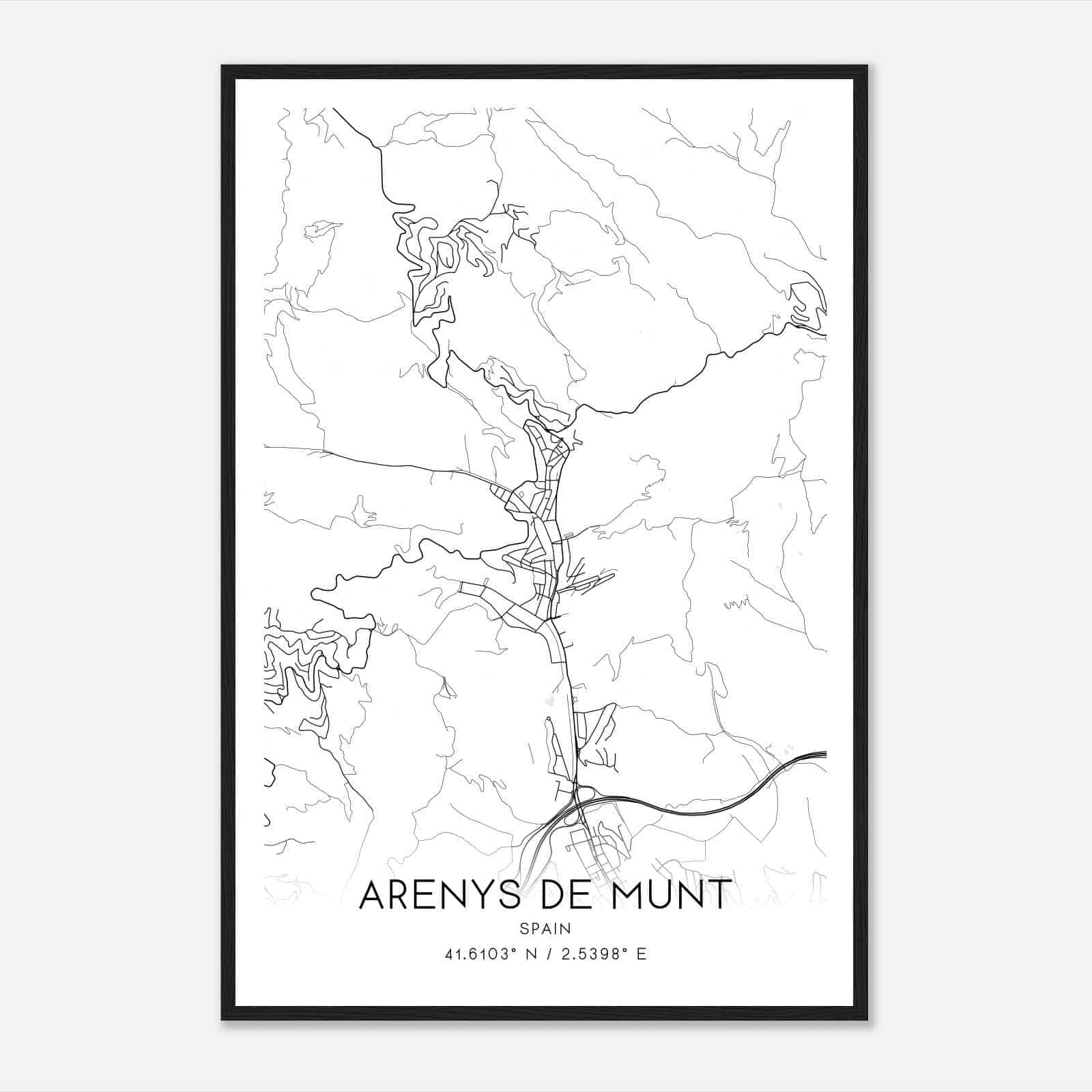Arenys de Munt Spain Map Poster, Modern Home Decor Wall Art Print