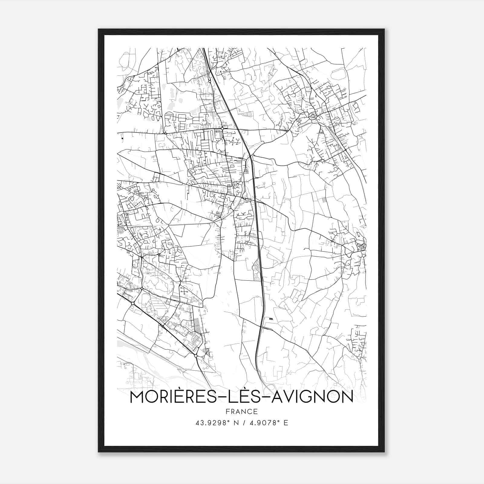 Morieres-les-Avignon France Map Poster, Modern Home Decor Wall Art Print