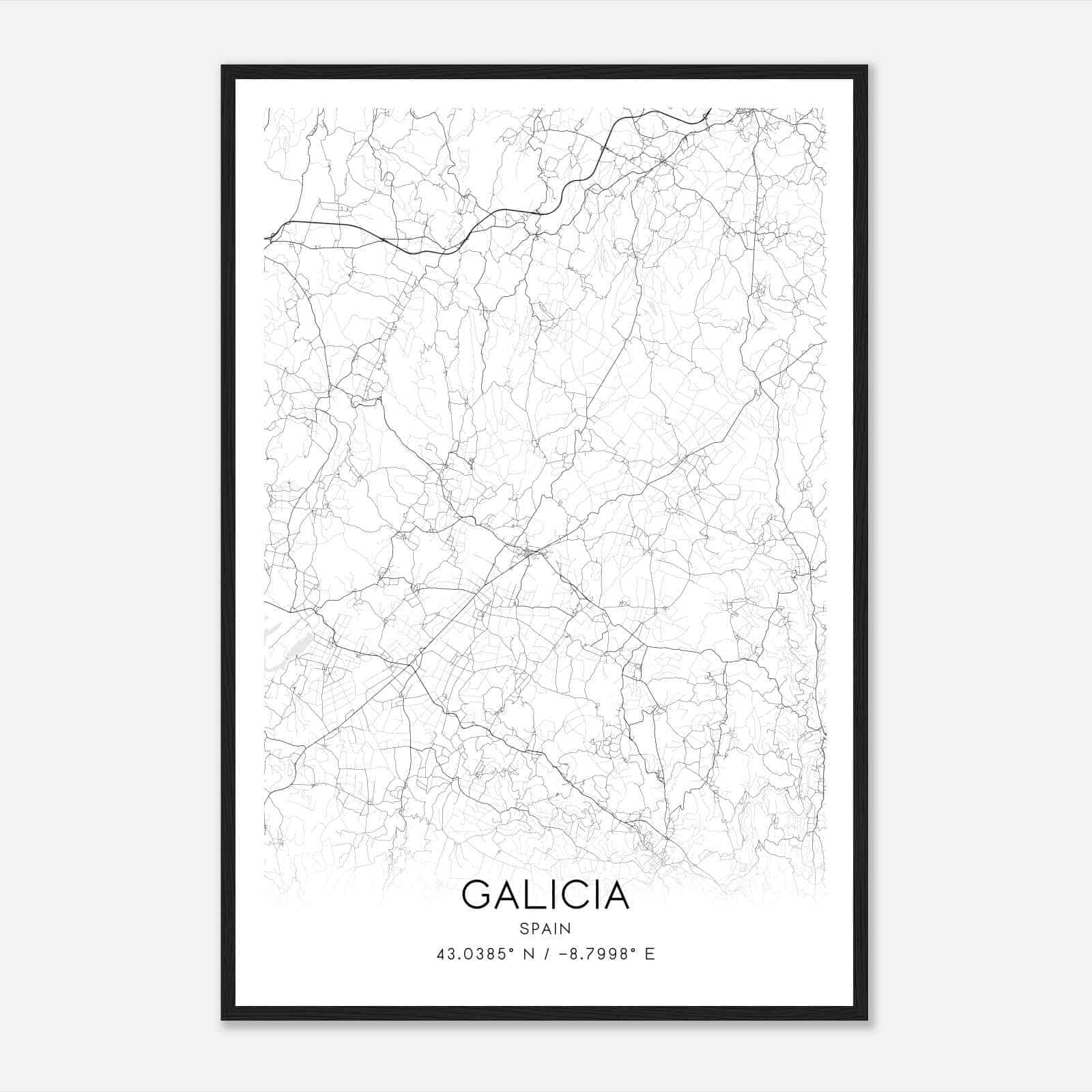 Santa Comba Spain Map Poster, Modern Home Decor Wall Art Print