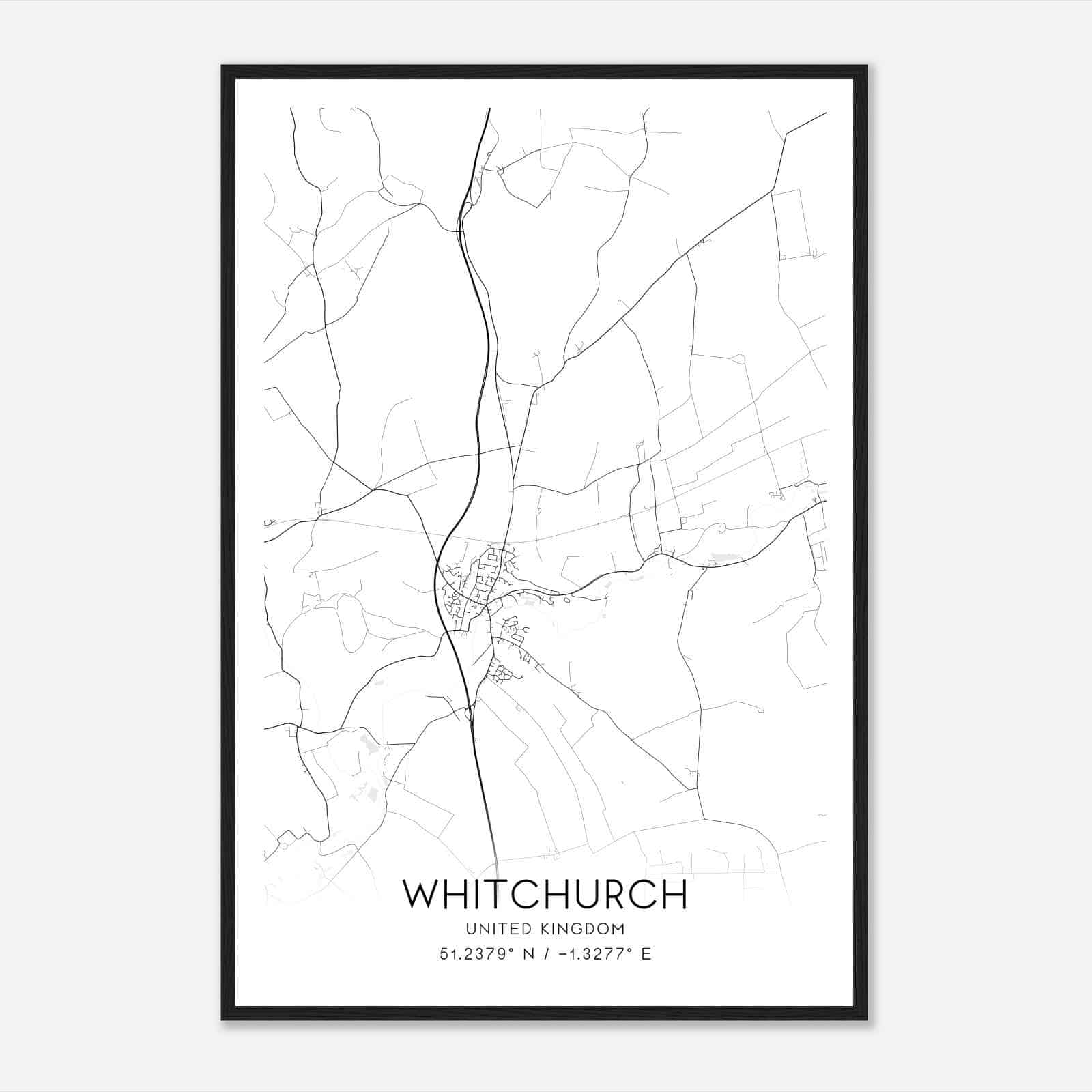 Whitchurch United Kingdom Map Poster, Modern Home Decor Wall Art Print