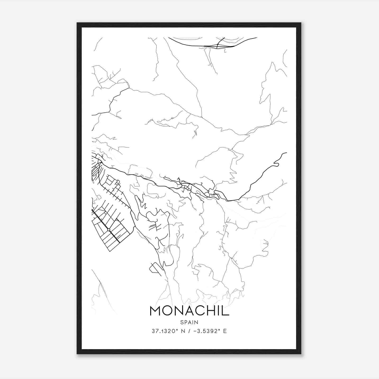 Monachil Spain Map Poster, Modern Home Decor Wall Art Print